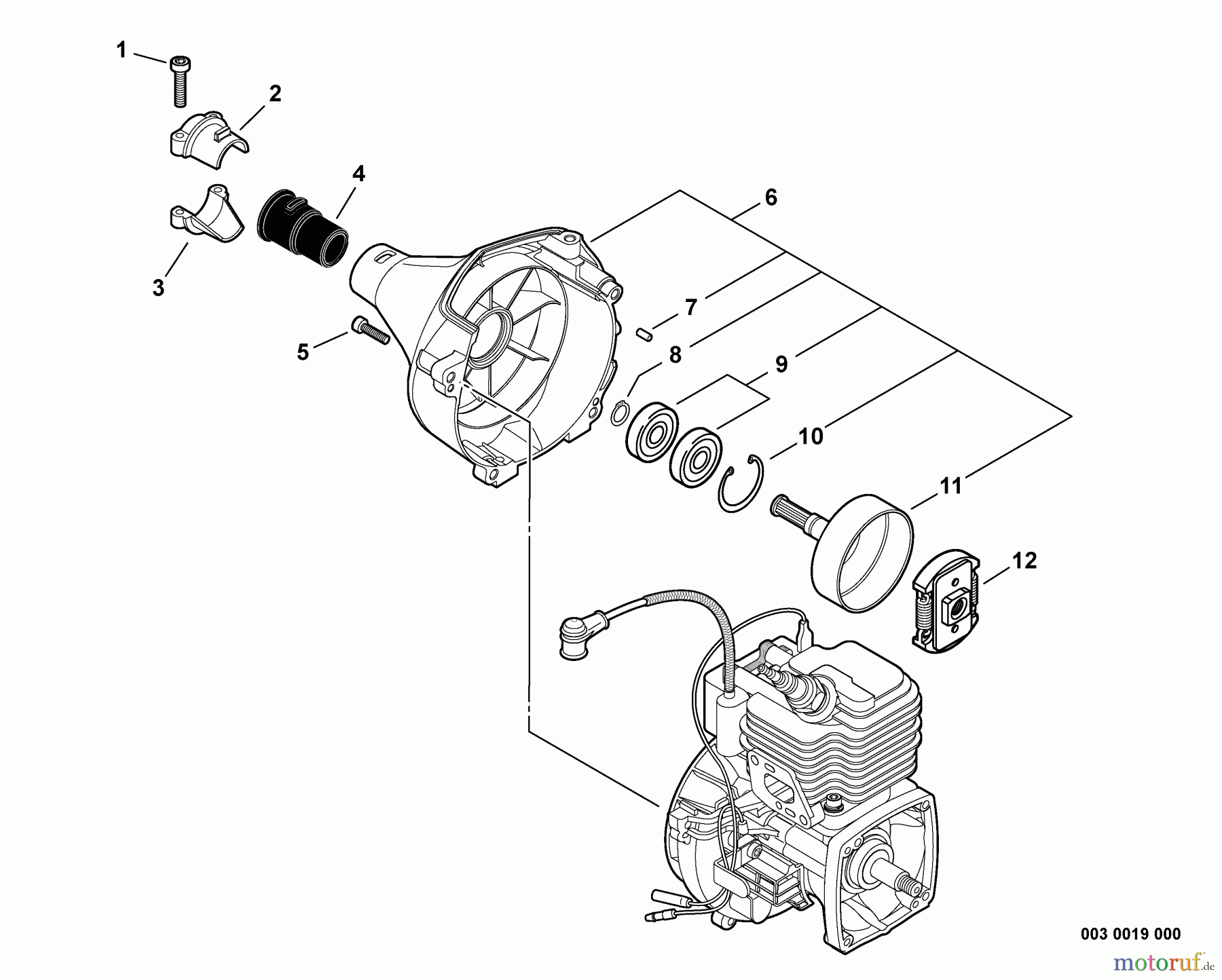 Echo Trimmer, Faden / Bürste SRM-225 - Echo String Trimmer, S/N: S89413001001 - S89413999999 Fan Case, Clutch