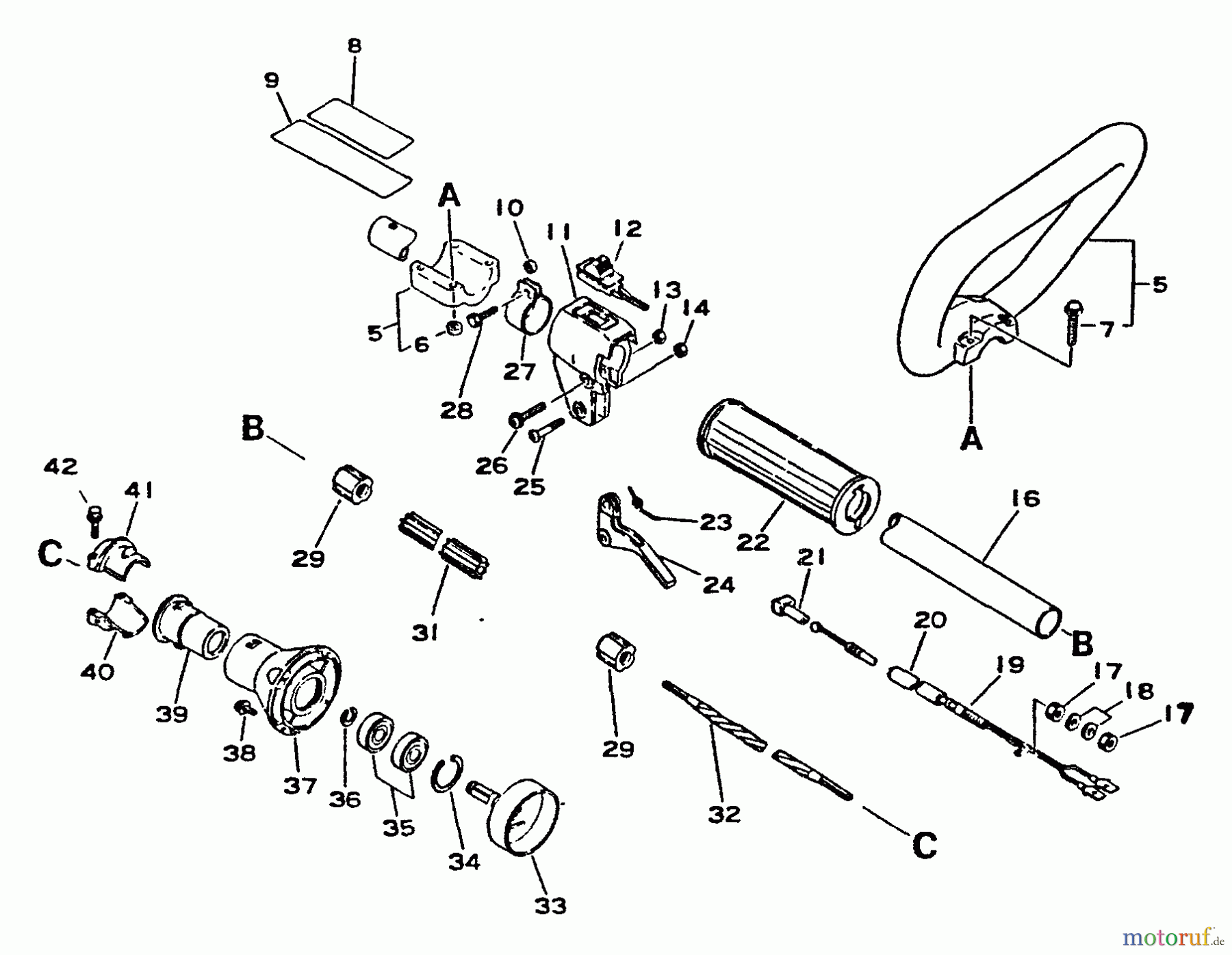 Echo Trimmer, Faden / Bürste SRM-2300 - Echo String Trimmer Driveshaft, Handles, Throttle, Stop Switch, Clutch Housing