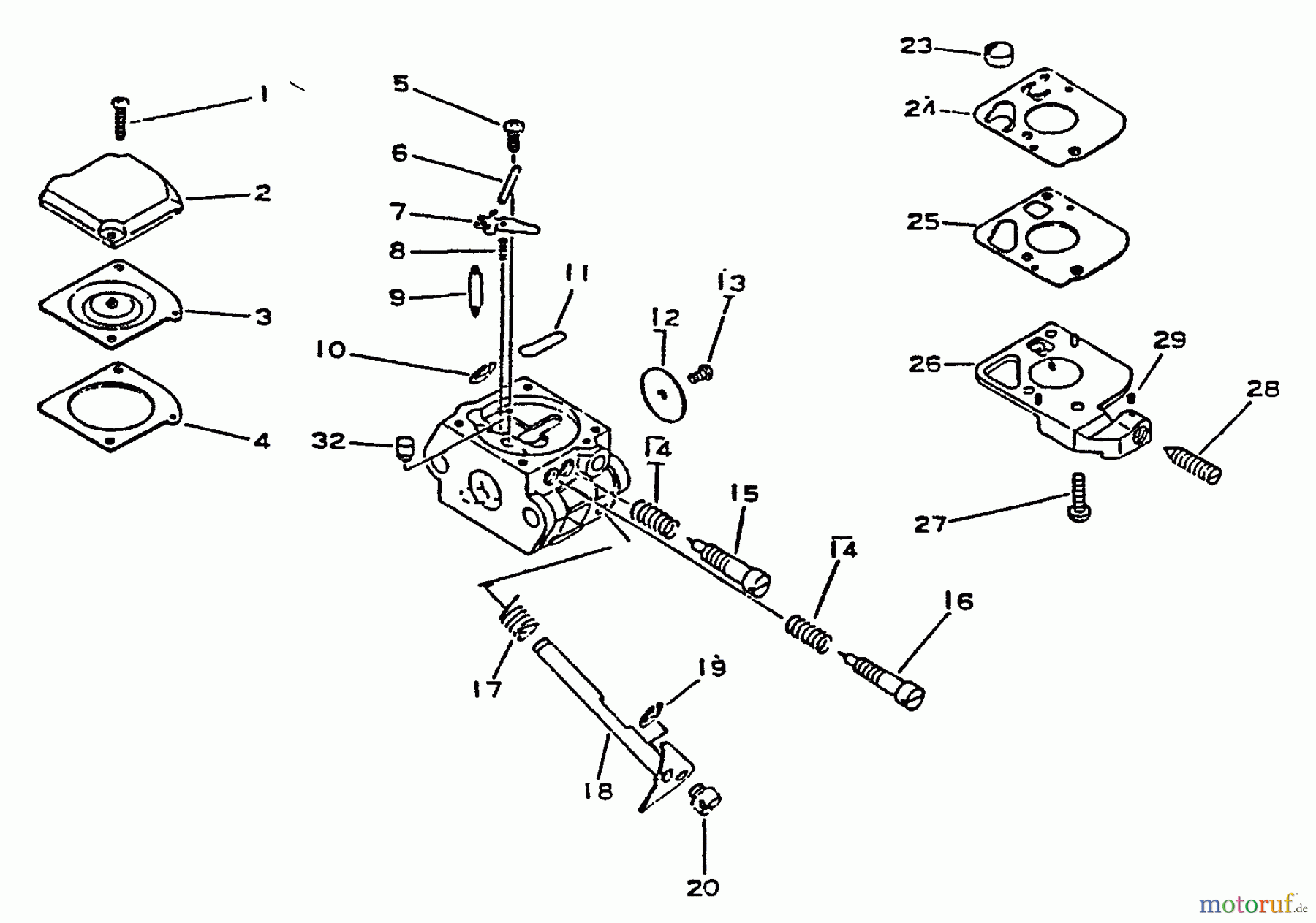 Echo Trimmer, Faden / Bürste SRM-2301 - Echo String Trimmer, S/N:001001 - 0031000 Carburetor