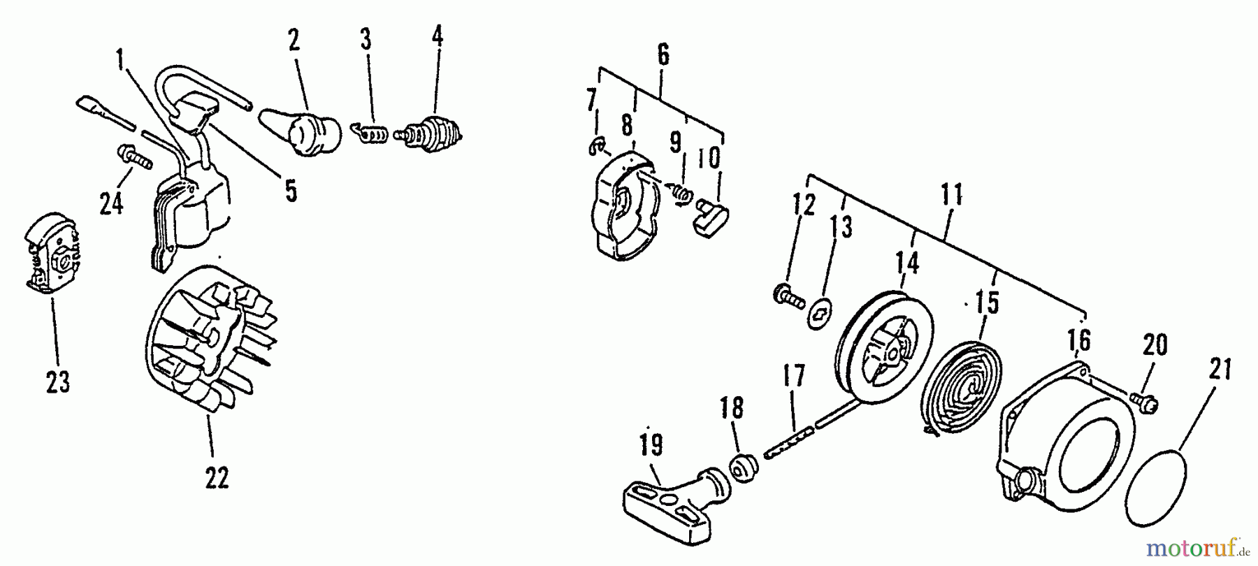  Echo Trimmer, Faden / Bürste SRM-2301 - Echo String Trimmer, S/N:0031001 - 9999999 Clutch, Ignition, Starter