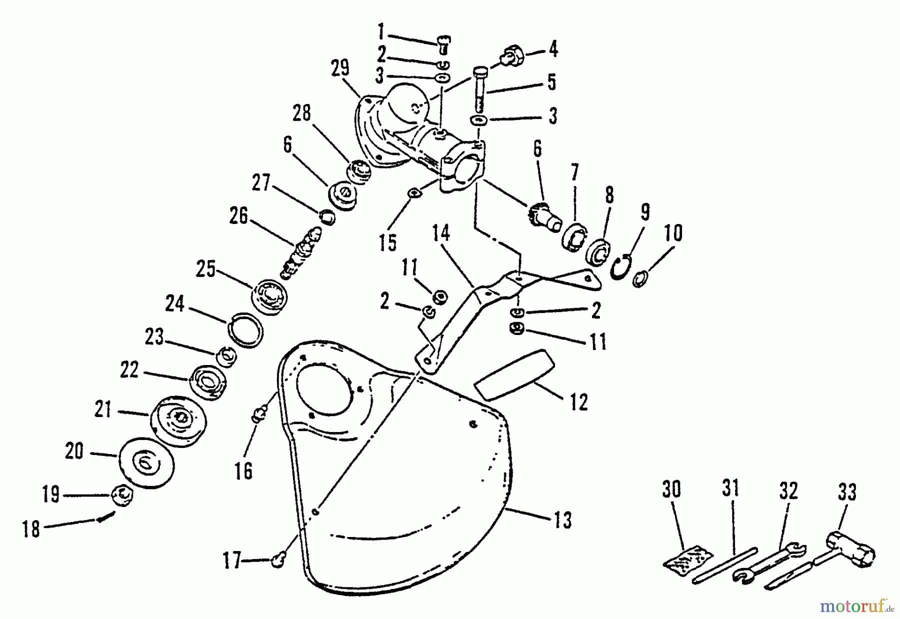  Echo Trimmer, Faden / Bürste SRM-2310 - Echo String Trimmer, S/N:0031001 - 9999999 Gear Case, Shield, Metal, Tools