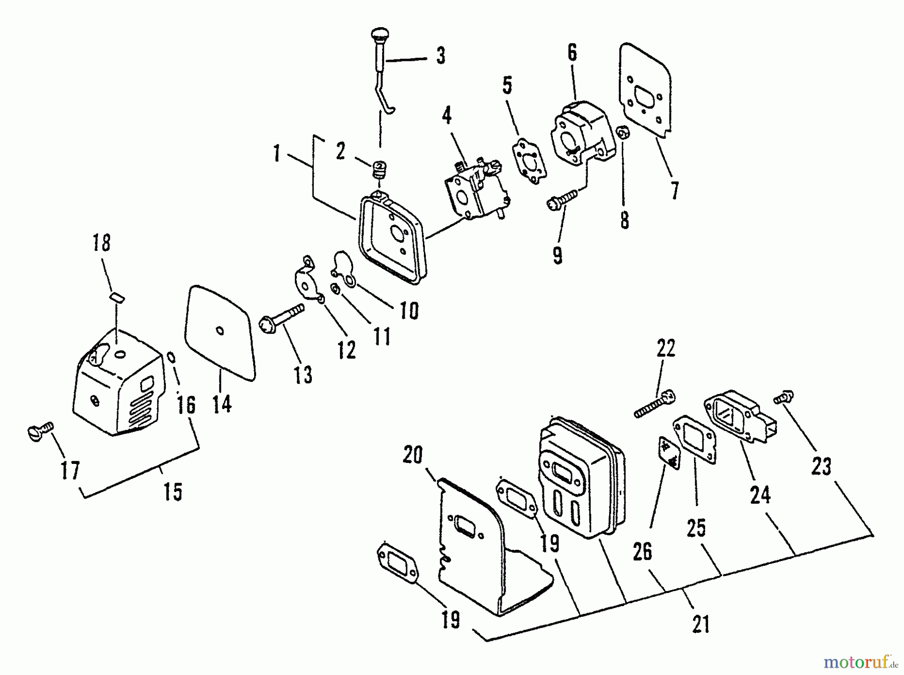 Echo Trimmer, Faden / Bürste SRM-2310 - Echo String Trimmer, S/N:0031001 - 9999999 Intake, Exhaust, Air Cleaner