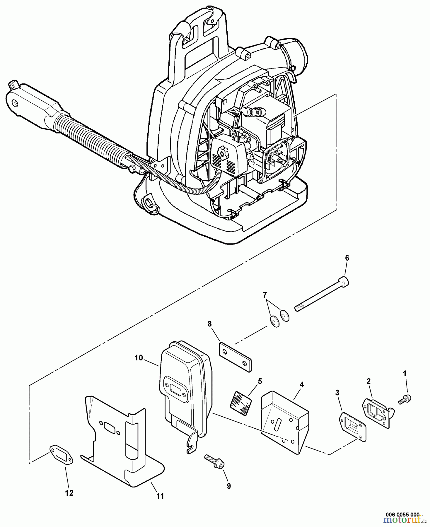 Echo Bläser / Sauger / Häcksler / Mulchgeräte PB-261L - Echo Back Pack Blower, S/N: 02001001 - 02999999 Exhaust