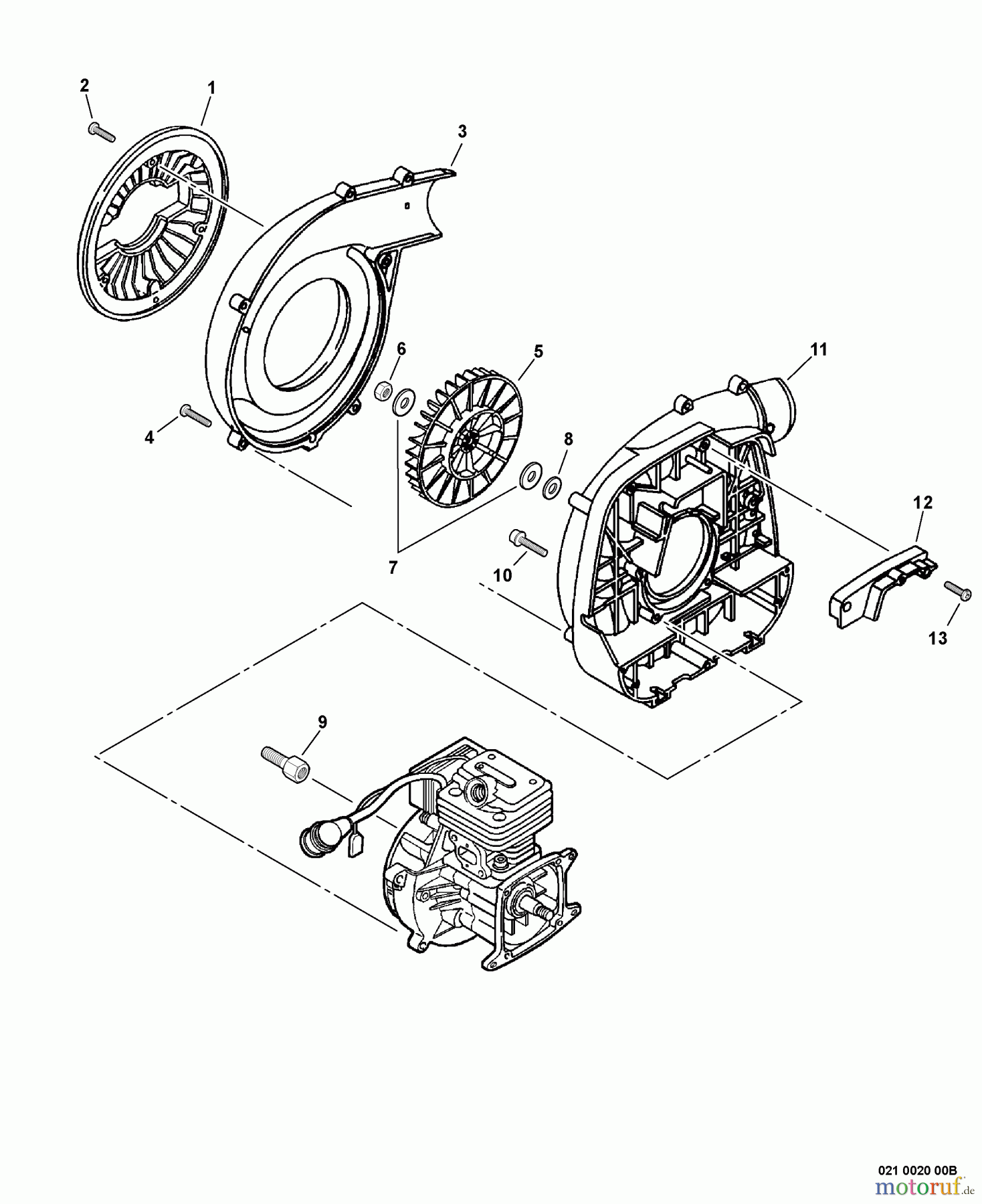 Echo Bläser / Sauger / Häcksler / Mulchgeräte PB-261L - Echo Back Pack Blower, S/N: 02001001 - 02999999 Fan Case