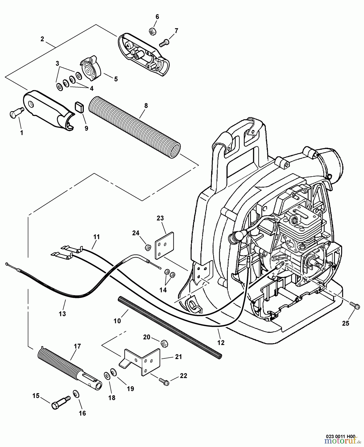 Echo Bläser / Sauger / Häcksler / Mulchgeräte PB-261L - Echo Back Pack Blower, S/N: 02001001 - 02999999 Hip Mount Throttle