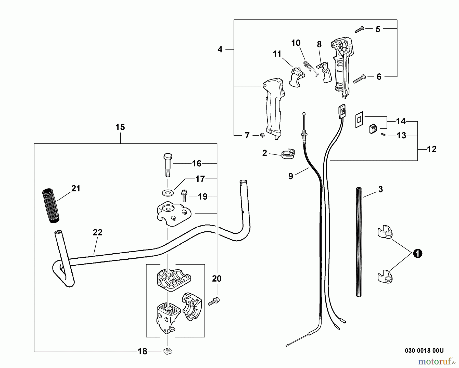  Echo Trimmer, Faden / Bürste SRM-230U - Echo String Trimmer/Brush Cutter, S/N:S67211001001 - S6721199999 Handles, Throttle Cable