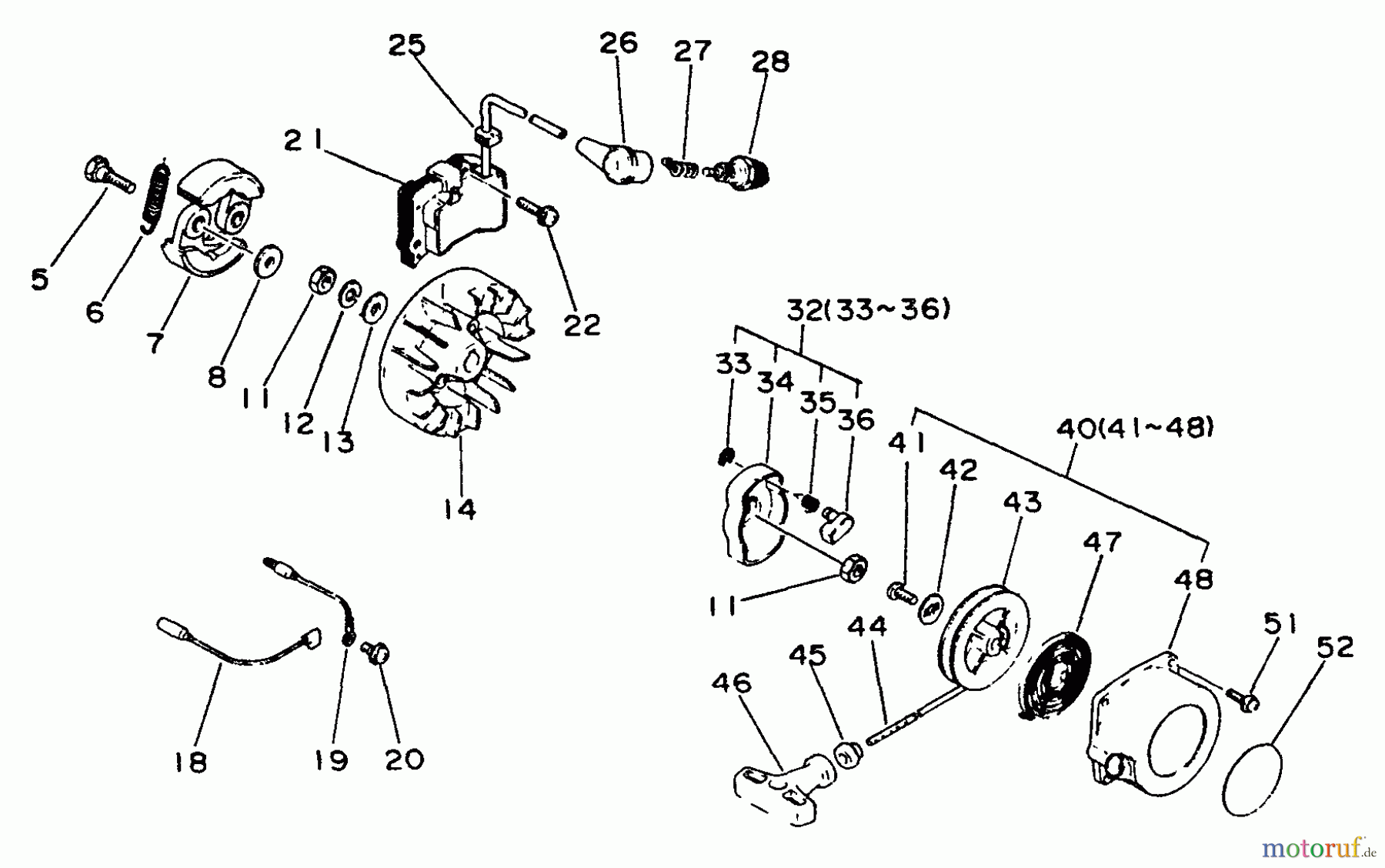 Echo Trimmer, Faden / Bürste SRM-2500 - Echo String Trimmer Clutch, Ignition, Starter