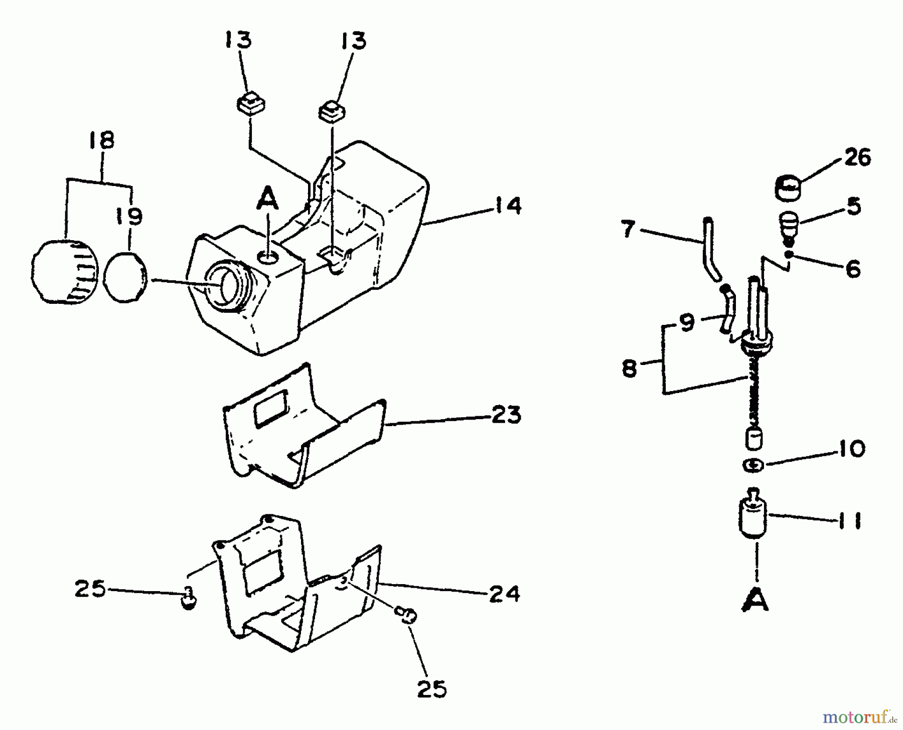 Echo Trimmer, Faden / Bürste SRM-2501 - Echo String Trimmer, S/N:001001 - 0010200 Fuel System
