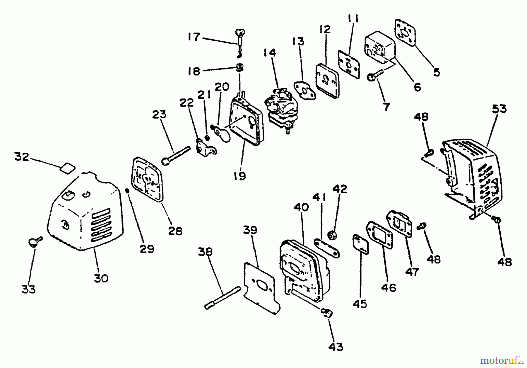 Echo Trimmer, Faden / Bürste SRM-2501 - Echo String Trimmer, S/N:001001 - 0010200 Intake, Exhaust, Air Cleaner