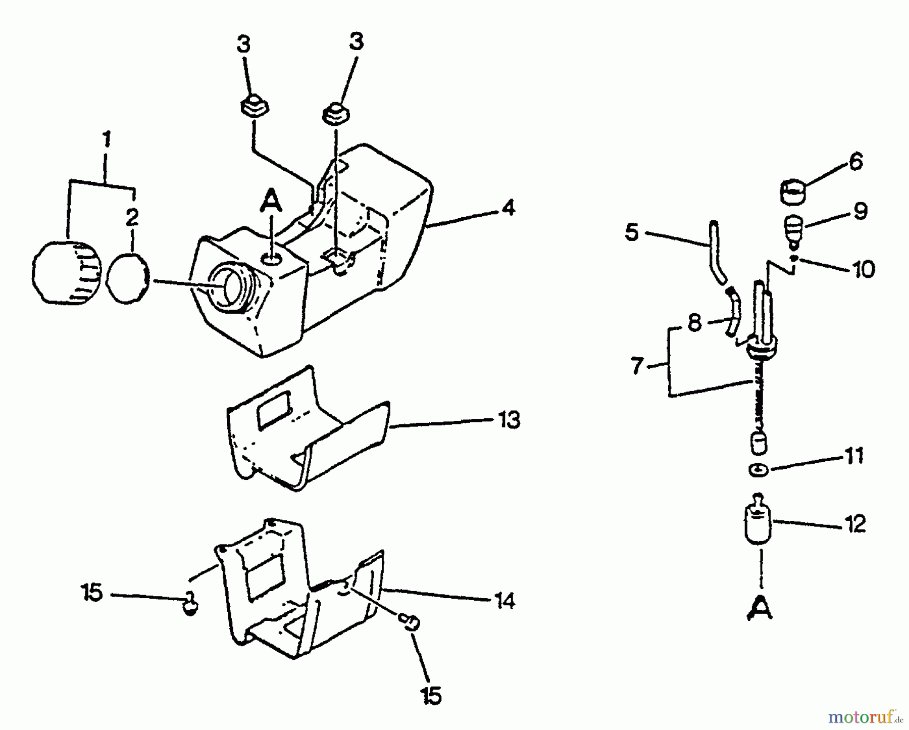 Echo Trimmer, Faden / Bürste SRM-2501 - Echo String Trimmer, S/N:0025001 - 0043000 Fuel System