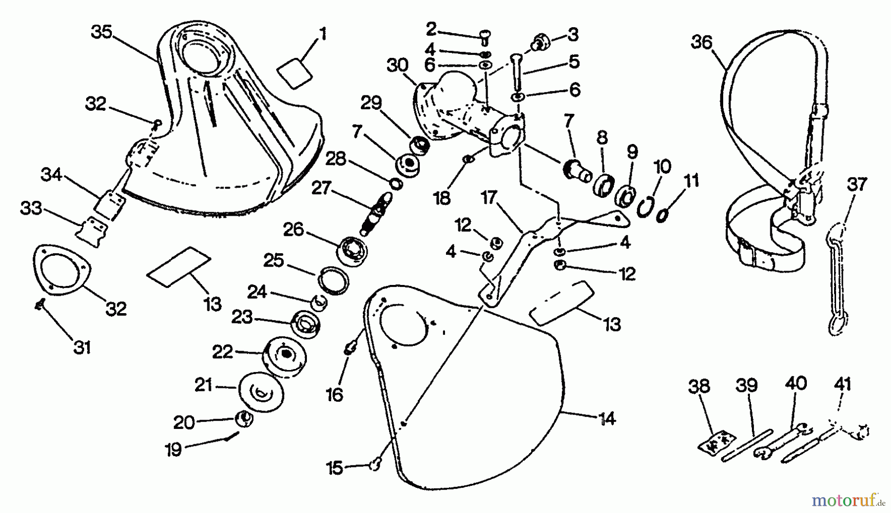  Echo Trimmer, Faden / Bürste SRM-2501 - Echo String Trimmer, S/N:0025001 - 0043000 Gear Case, Shield, Harness, Tools