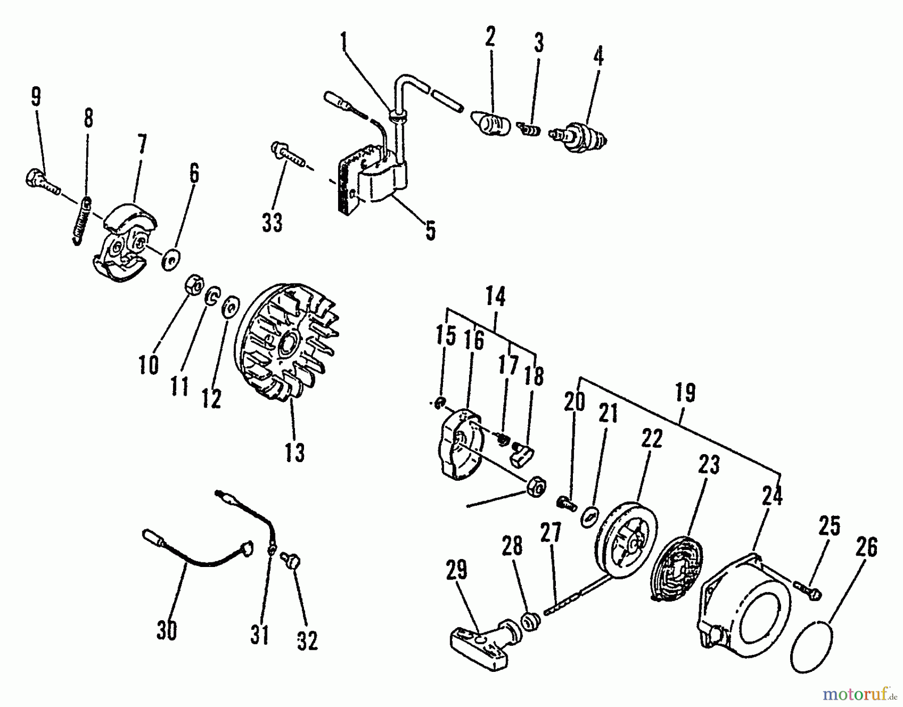 Echo Trimmer, Faden / Bürste SRM-2501 - Echo String Trimmer, S/N:0043001 - 0061968 Clutch, Ignition, Starter
