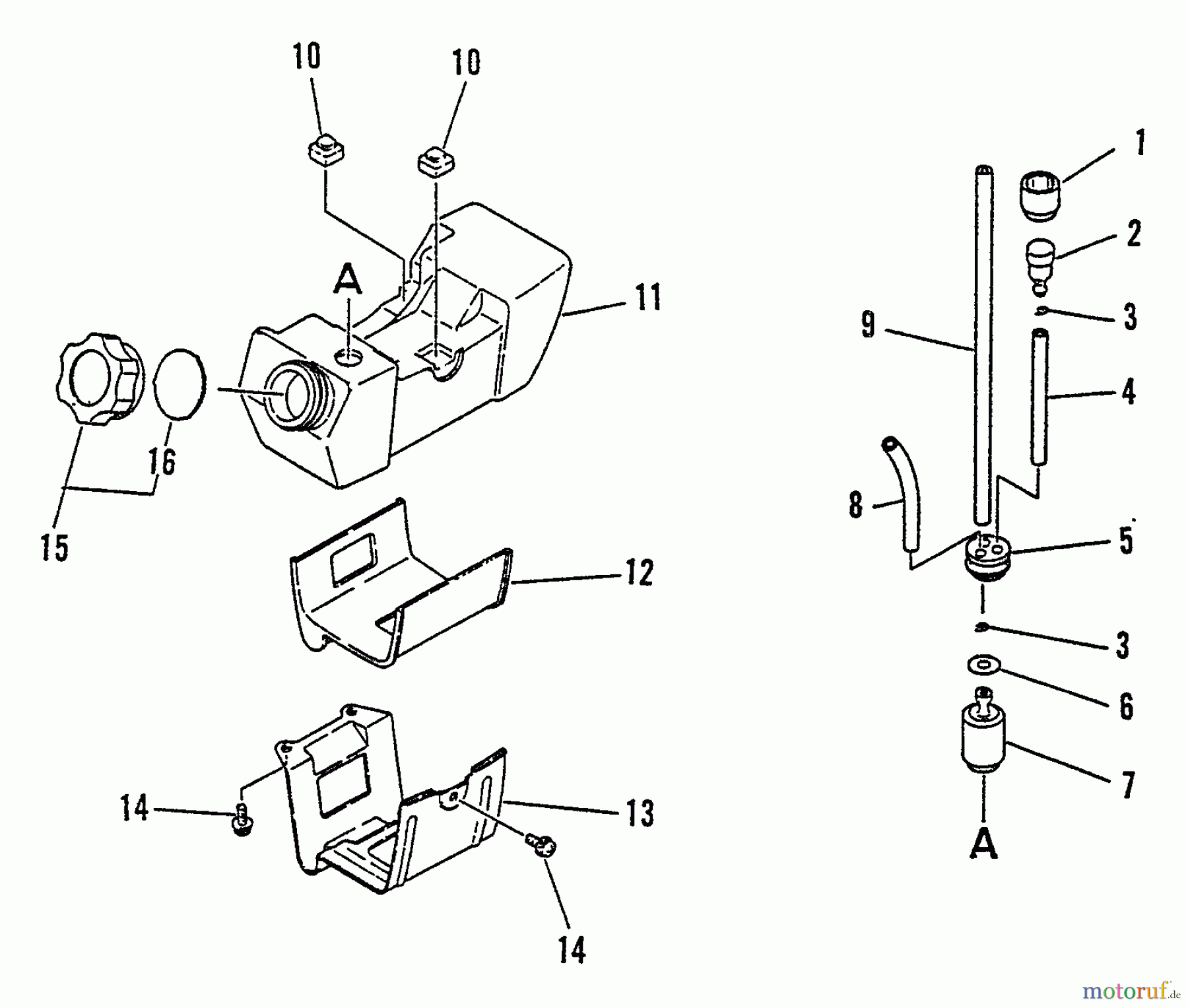 Echo Trimmer, Faden / Bürste SRM-2501 - Echo String Trimmer, S/N:0043001 - 0061968 Fuel System