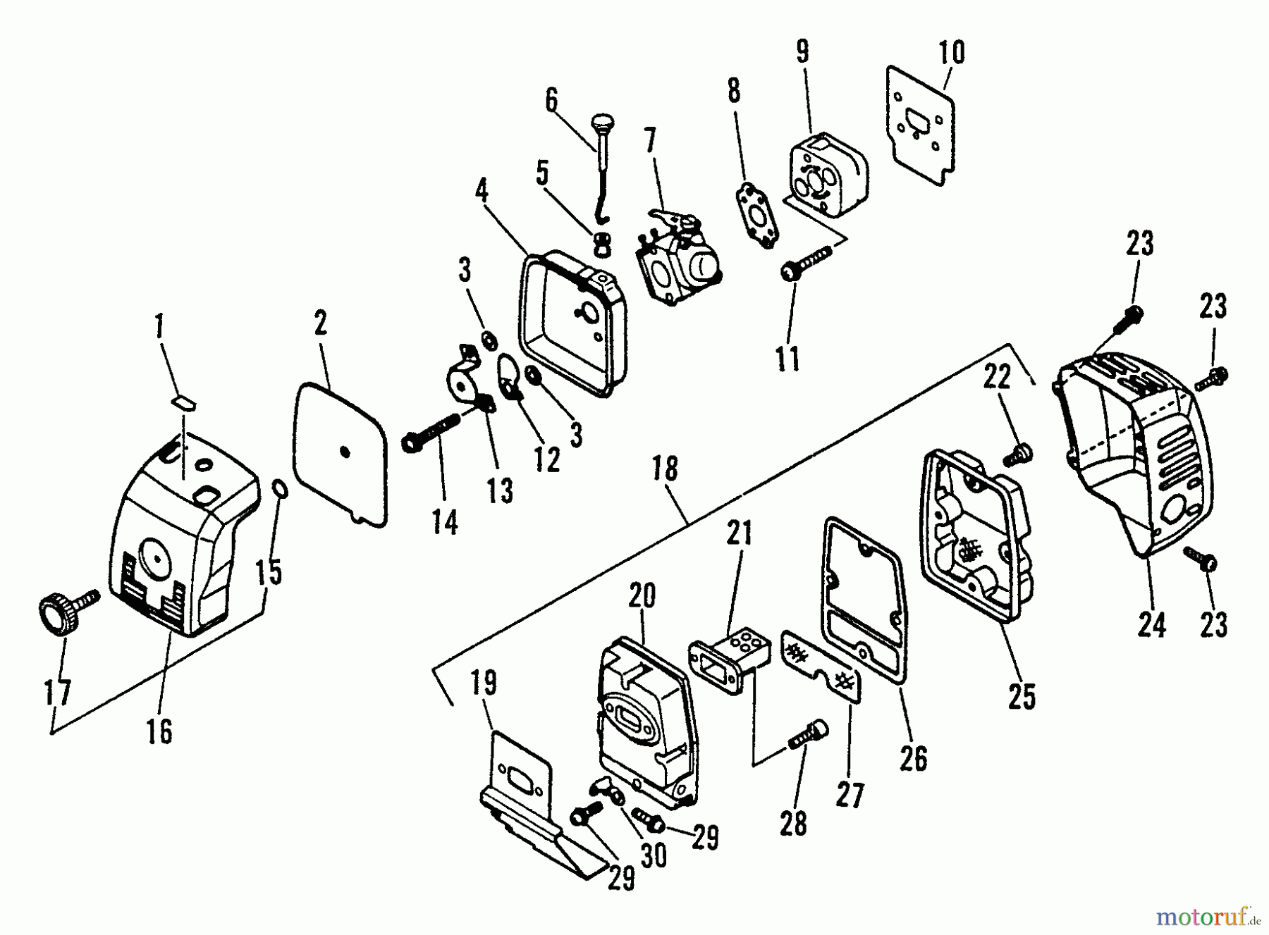 Echo Trimmer, Faden / Bürste SRM-2501 - Echo String Trimmer, S/N:0043001 - 0061968 Intake, Exhaust, Air Cleaner