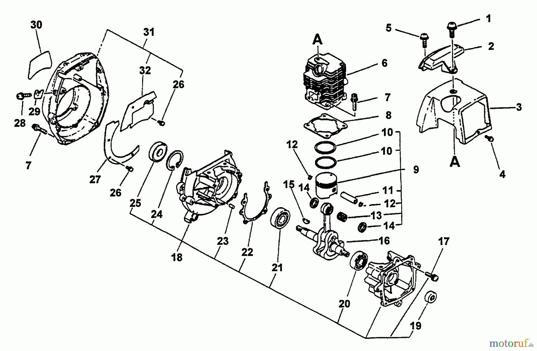 Echo Trimmer, Faden / Bürste SRM-2501S - Echo String Trimmer, S/N:098241 - 999999 Engine, Crankcase, Fan Housing, Cover