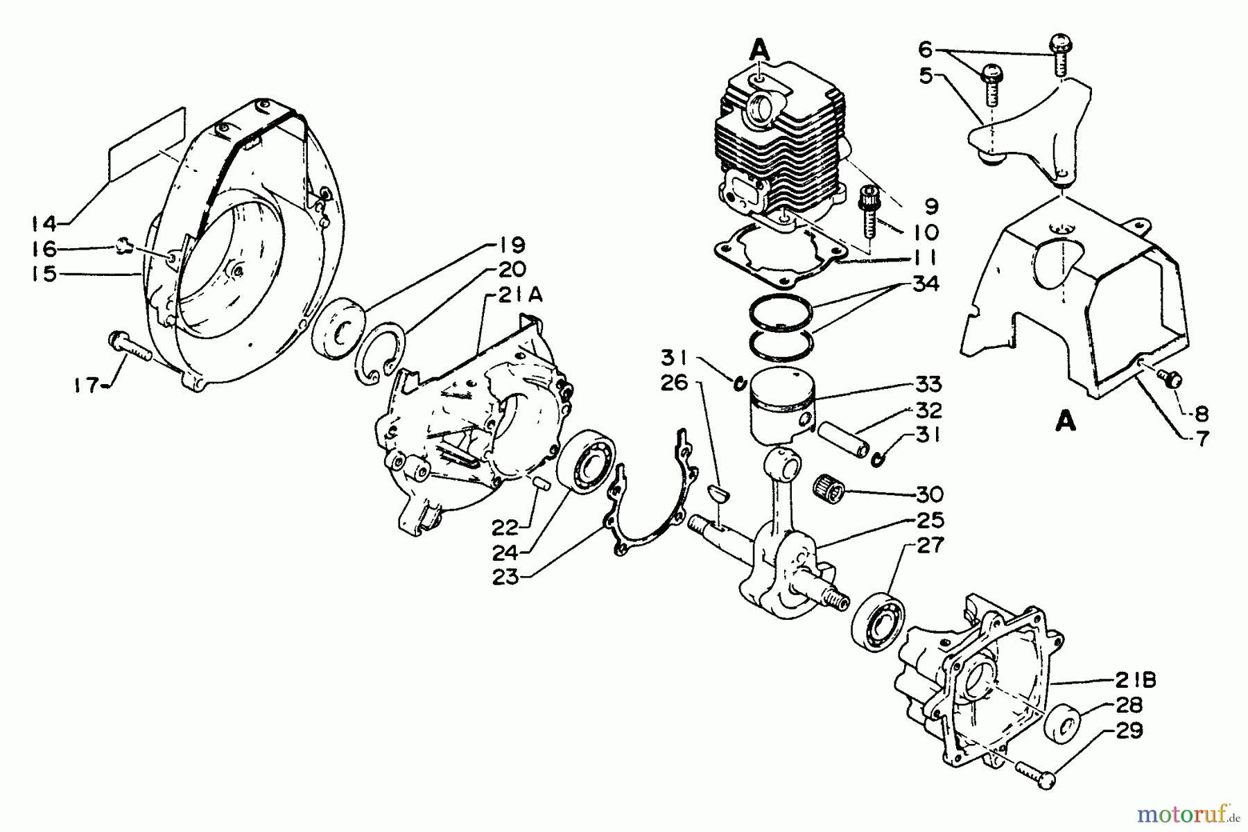 Echo Trimmer, Faden / Bürste SRM-250E - Echo String Trimmer Engine, Crankcase, Fan Housing, Cover