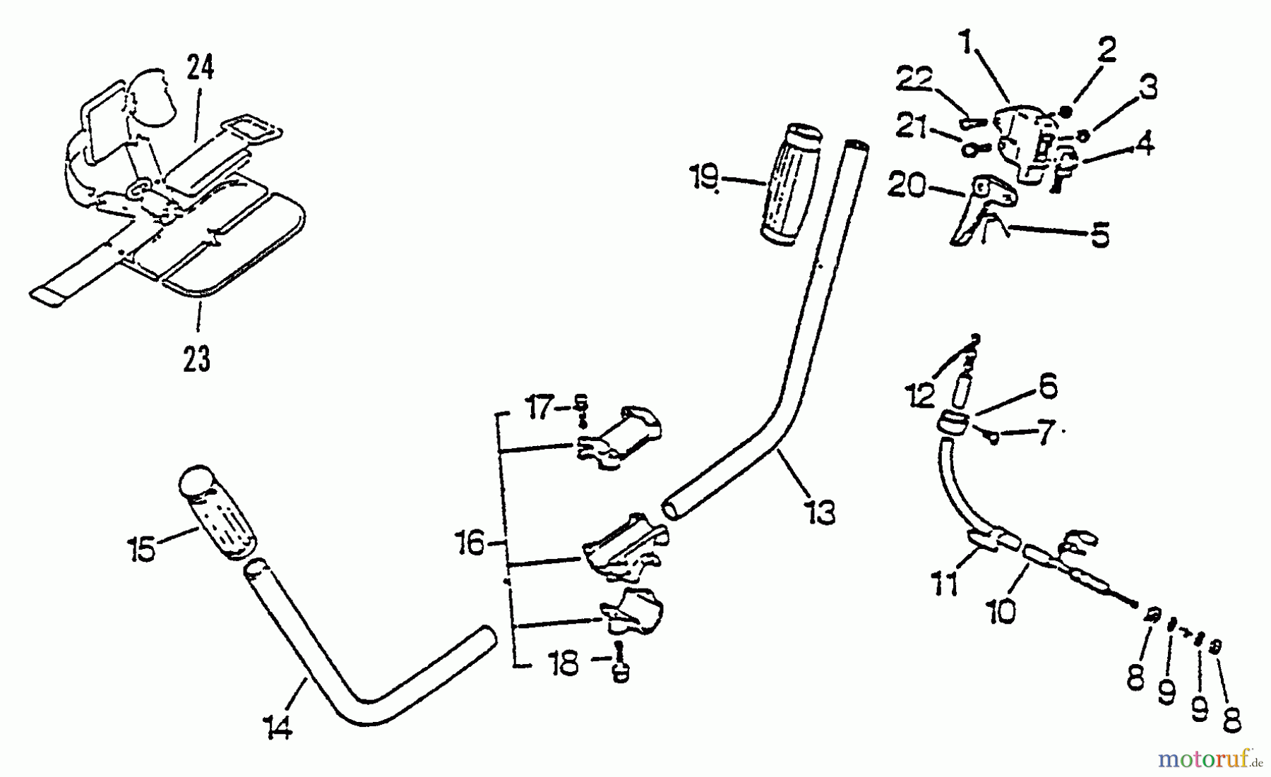 Echo Trimmer, Faden / Bürste SRM-2510 - Echo String Trimmer, S/N:079352 - 098240 Handles, Ignition Switch, Shoulder Strap, Throttle