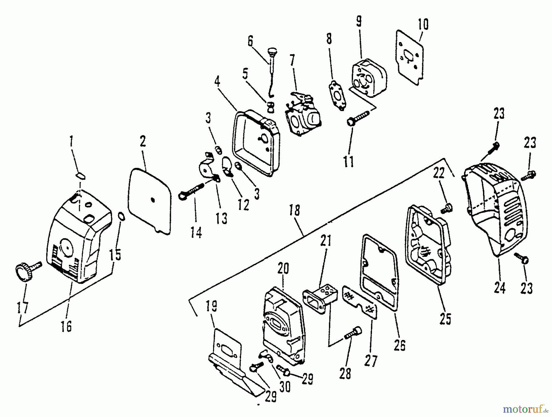 Echo Trimmer, Faden / Bürste SRM-2510 - Echo String Trimmer, S/N:079352 - 098240 Intake, Exhaust, Air Cleaner