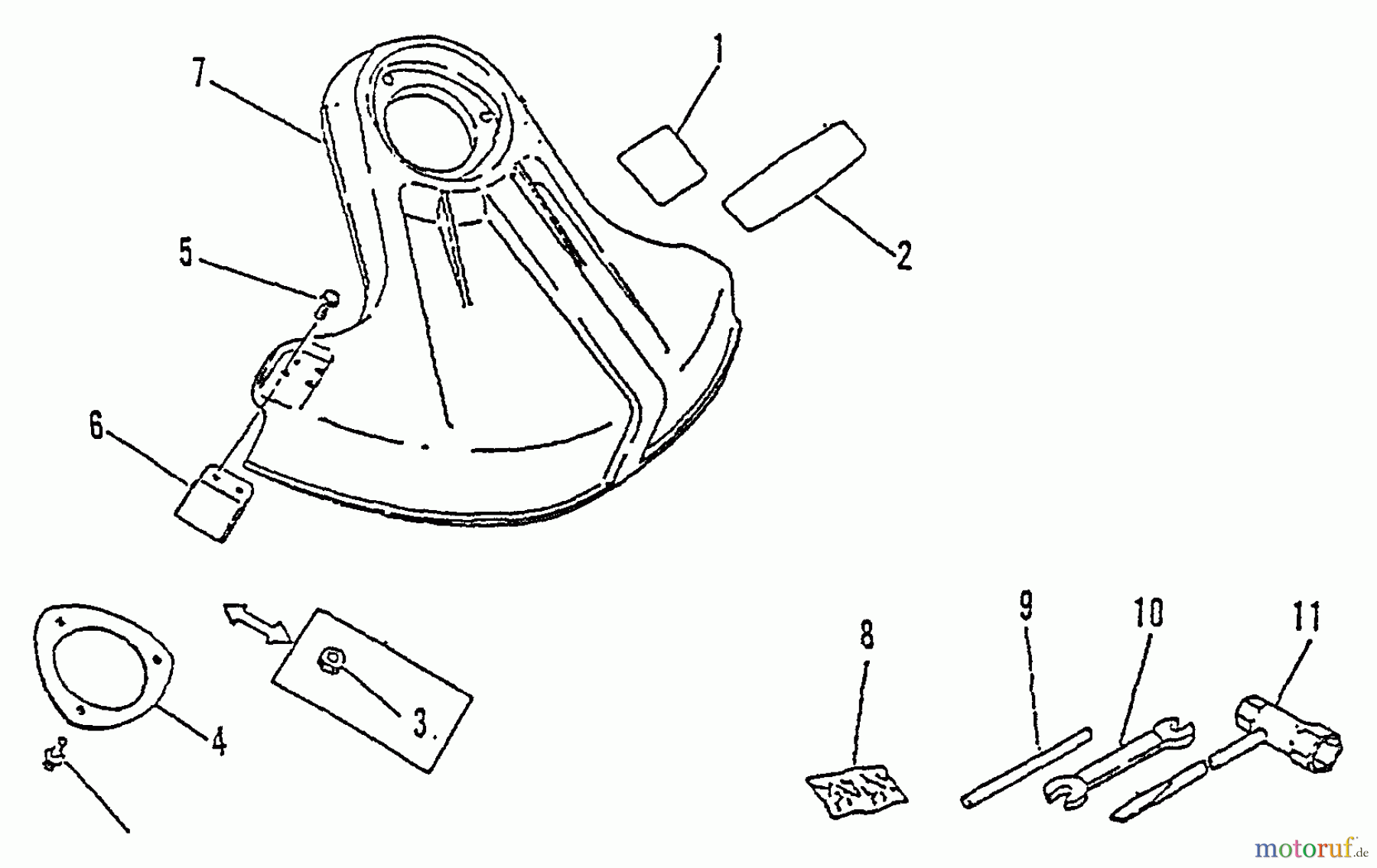 Echo Trimmer, Faden / Bürste SRM-2510 - Echo String Trimmer, S/N:079352 - 098240 Shield, Plastic, Tools