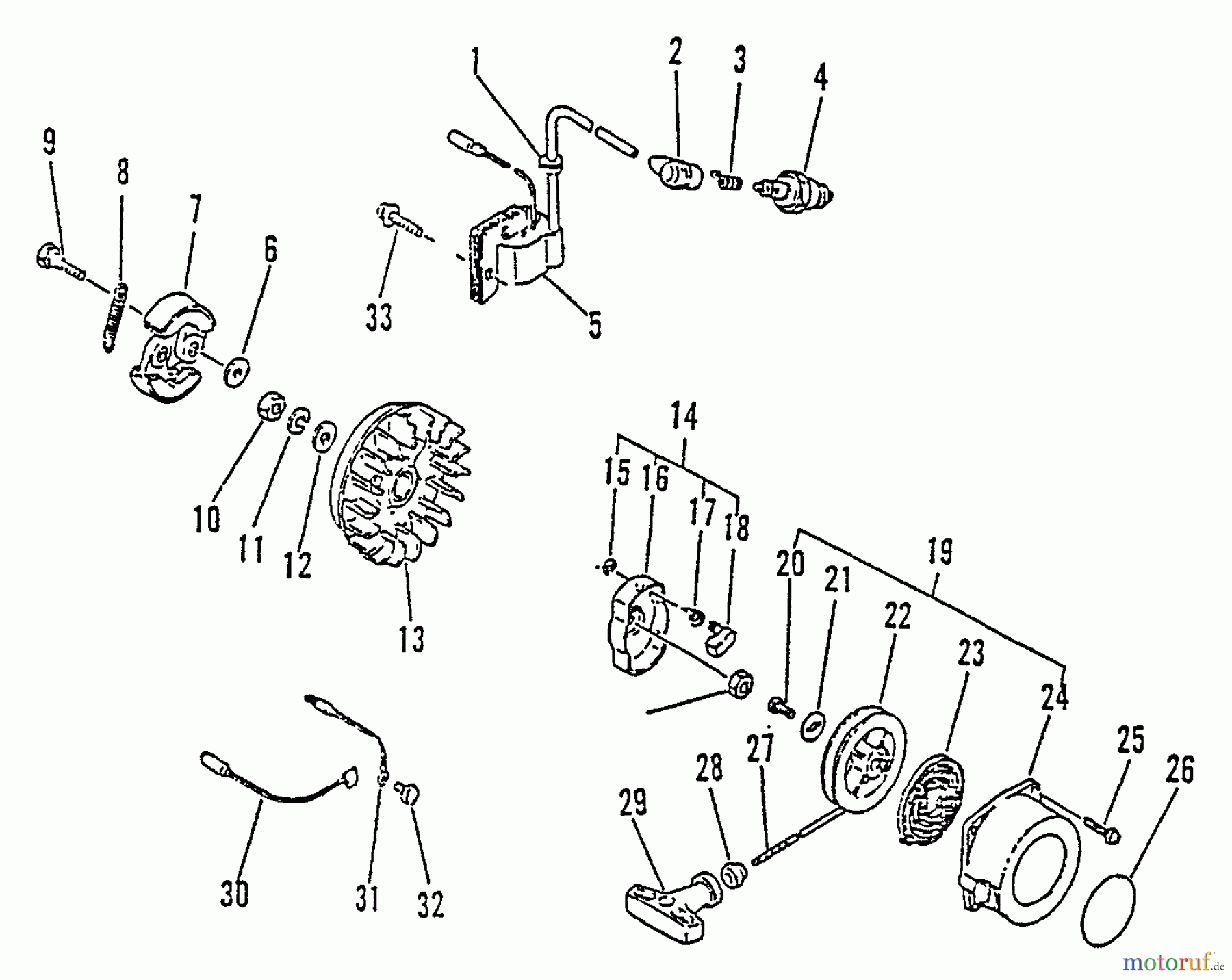 Echo Trimmer, Faden / Bürste SRM-2510 - Echo String Trimmer, S/N:098241 - 999999 Clutch, Ignition, Starter