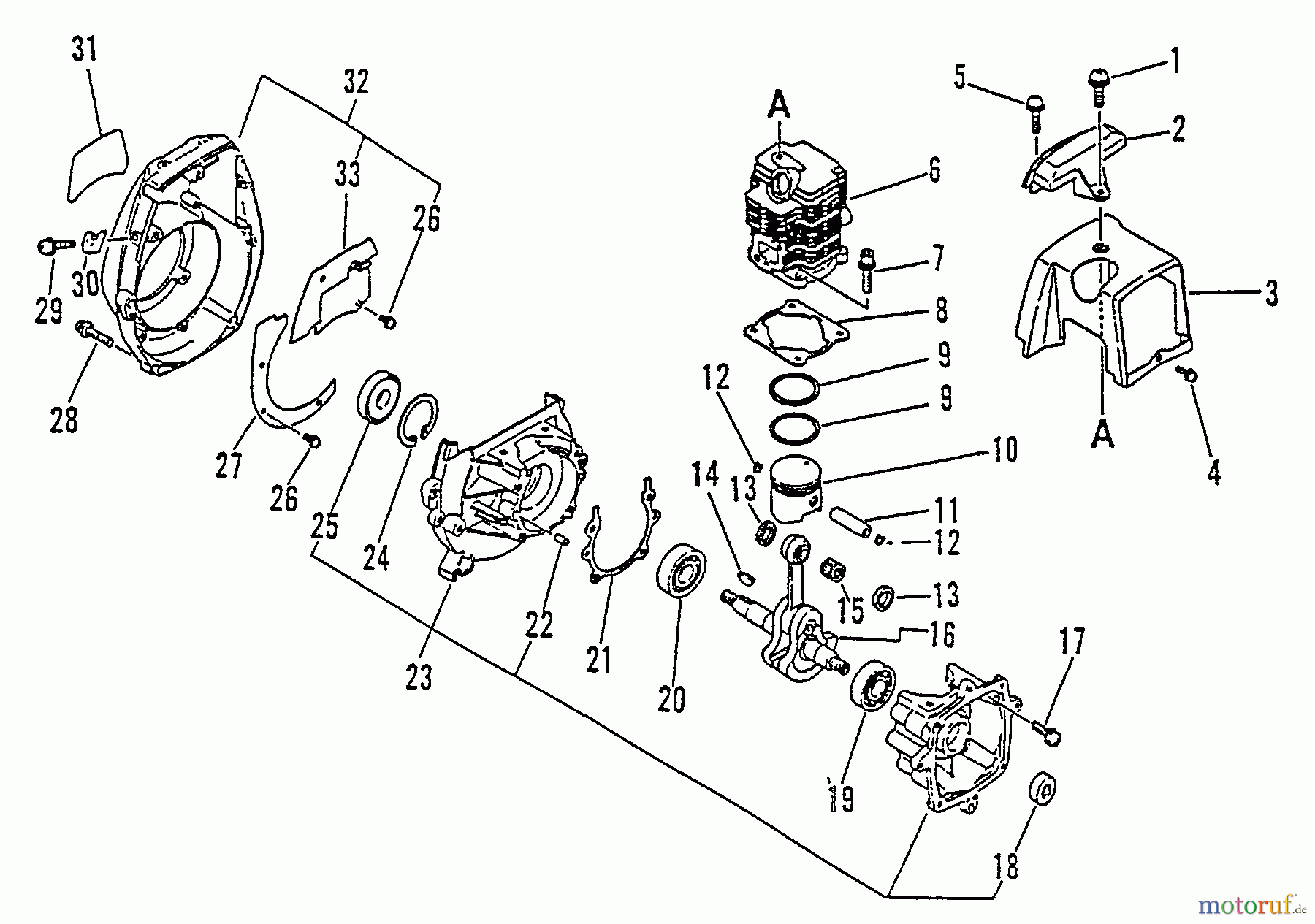 Echo Trimmer, Faden / Bürste SRM-2510 - Echo String Trimmer, S/N:098241 - 999999 Engine, Crankcase, Fan Housing, Cover