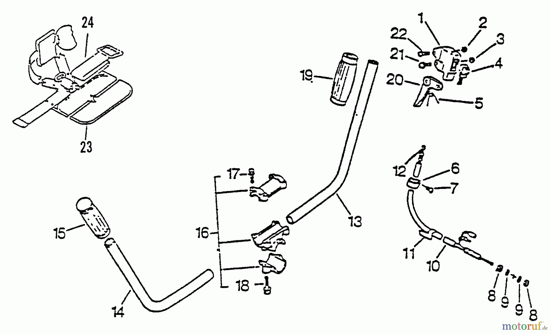 Echo Trimmer, Faden / Bürste SRM-2510 - Echo String Trimmer, S/N:098241 - 999999 Handles, Ignition Switch, Shoulder Strap, Throttle
