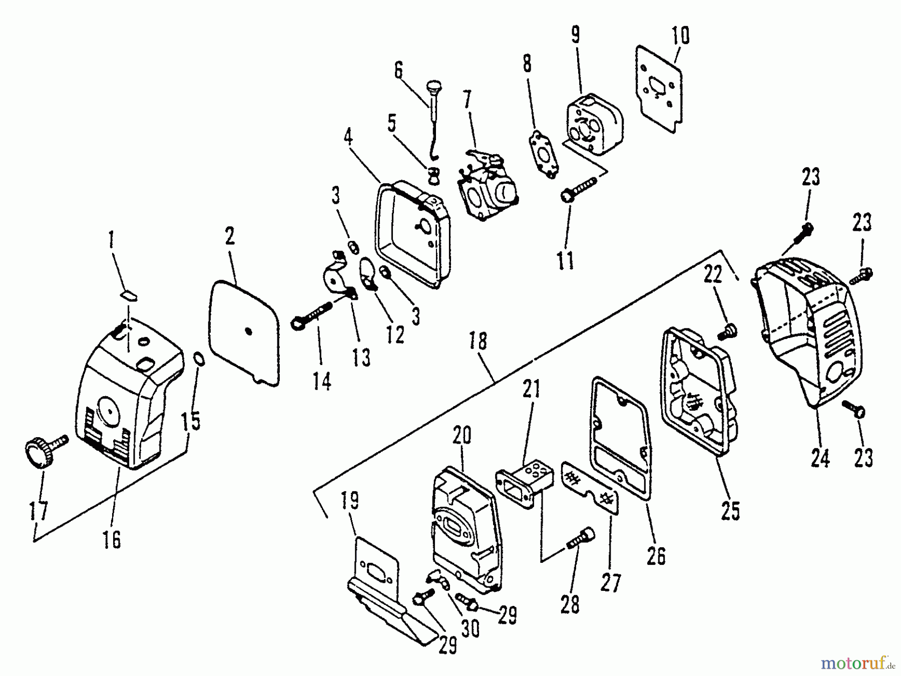 Echo Trimmer, Faden / Bürste SRM-2510 - Echo String Trimmer, S/N:098241 - 999999 Intake, Exhaust, Air Cleaner