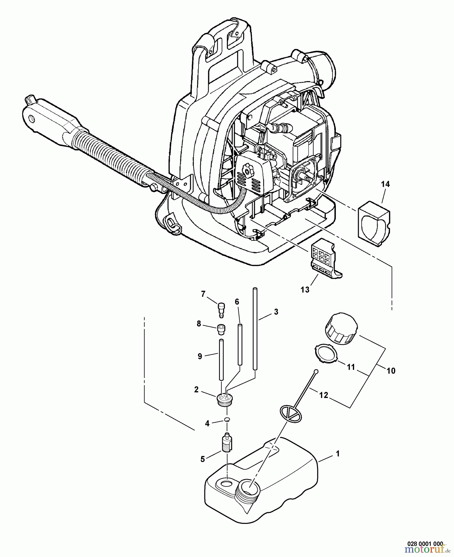 Echo Bläser / Sauger / Häcksler / Mulchgeräte PB-260i - Echo Back Pack Blower, S/N: 05001001 - 05999999 Fuel System