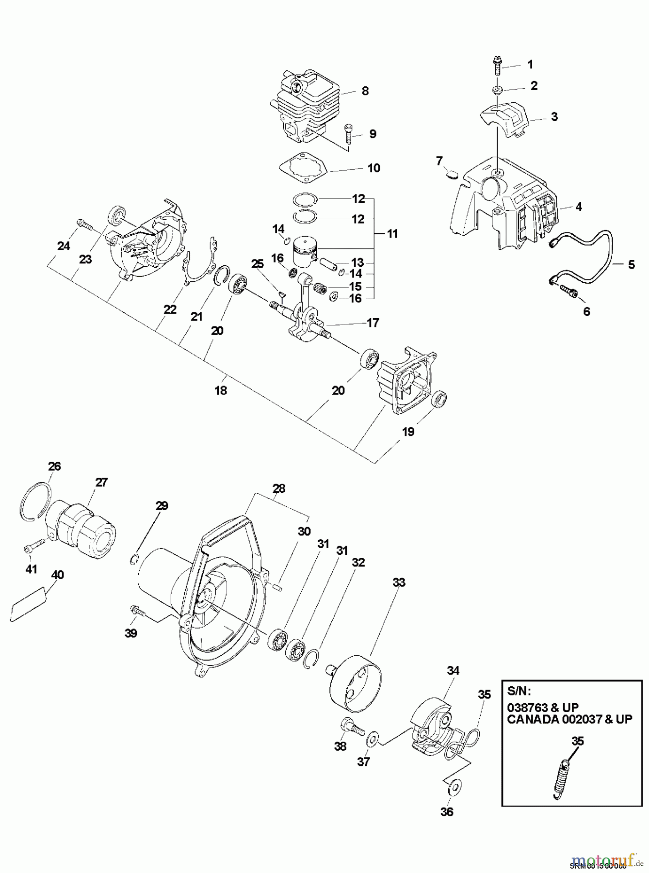 Echo Trimmer, Faden / Bürste SRM-2610 - Echo String Trimmer Crankcase, Engine, Engine Cover, Fan Case