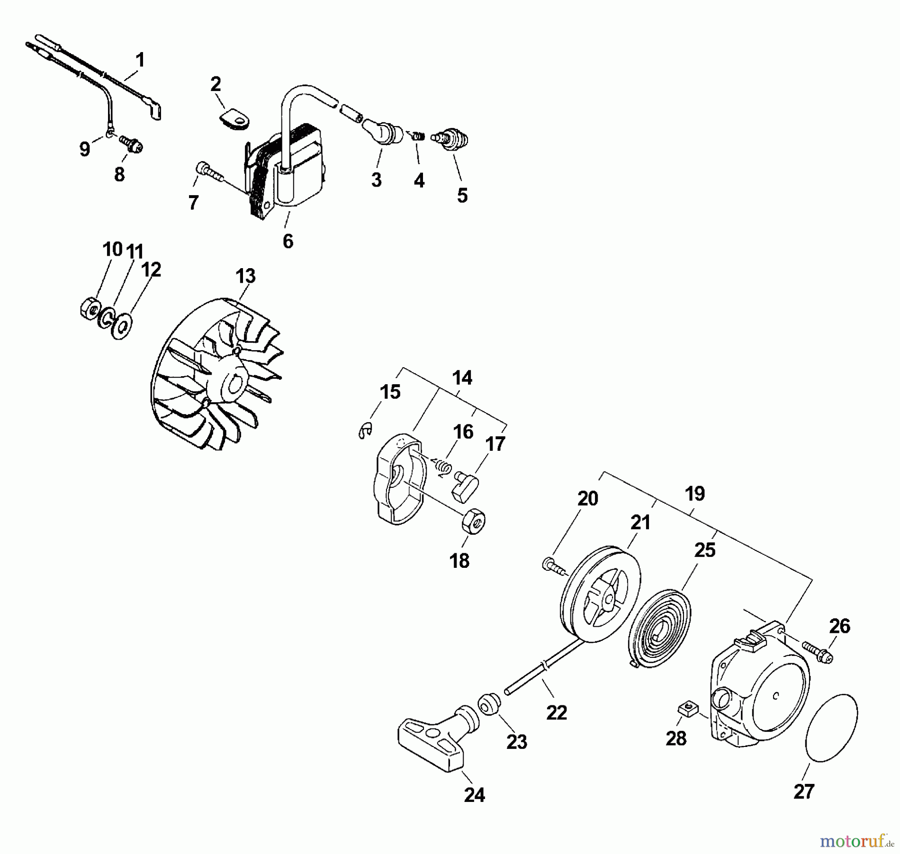 Echo Trimmer, Faden / Bürste SRM-2610 - Echo String Trimmer Ignition, Starter, Flywheel