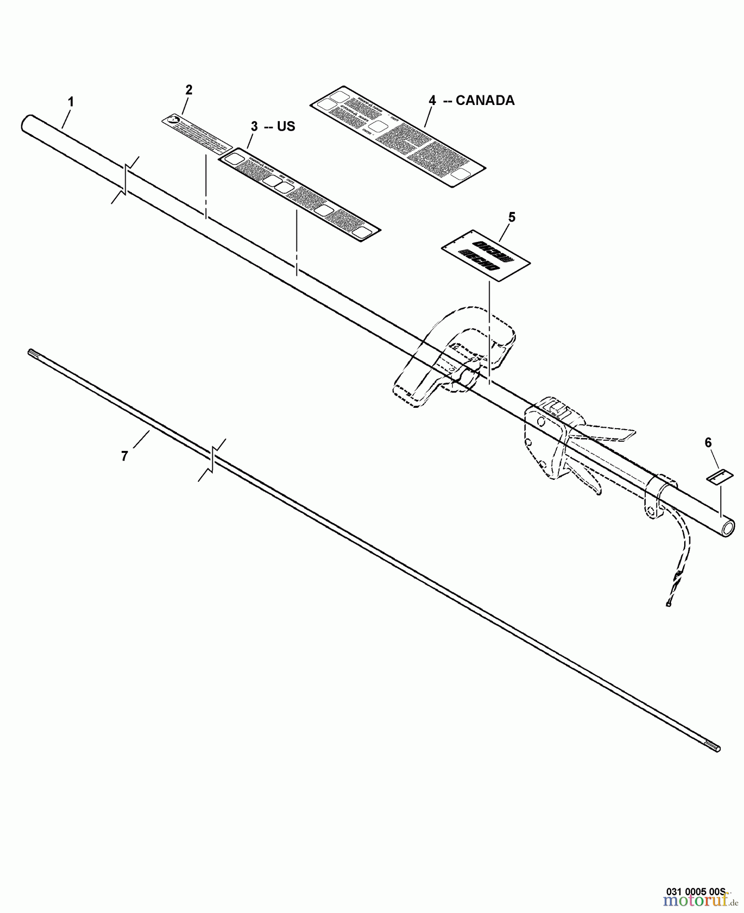 Echo Trimmer, Faden / Bürste SRM-230S - Echo String Trimmer, S/N:07001001 - 07999999 Main Pipe, Solid Driveshaft