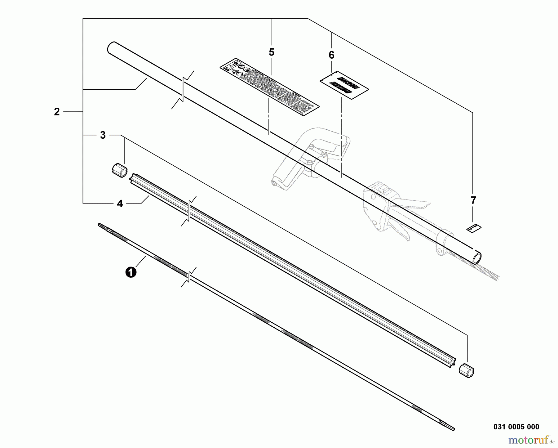 Echo Trimmer, Faden / Bürste SRM-260 - Echo String Trimmer, S/N:07001001 - 07999999 Main Pipe Assembly, Driveshaft