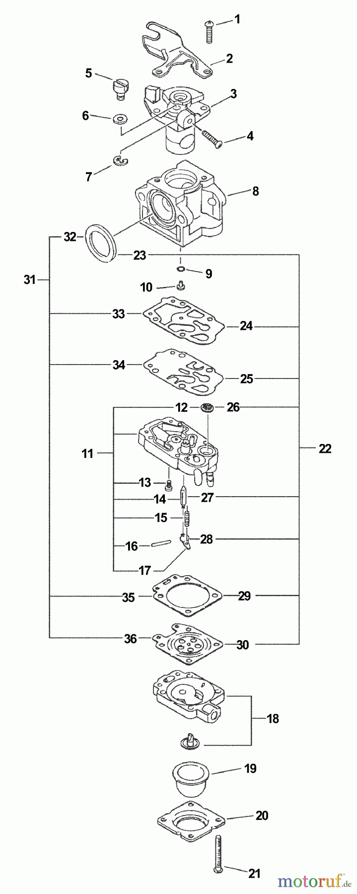 Echo Trimmer, Faden / Bürste SRM-261U - Echo String Trimmer/Brush Cutter, S/N:06001001 - 06999999 Carburetor -- WYJ-315A S/N: 06001001 - 06001029