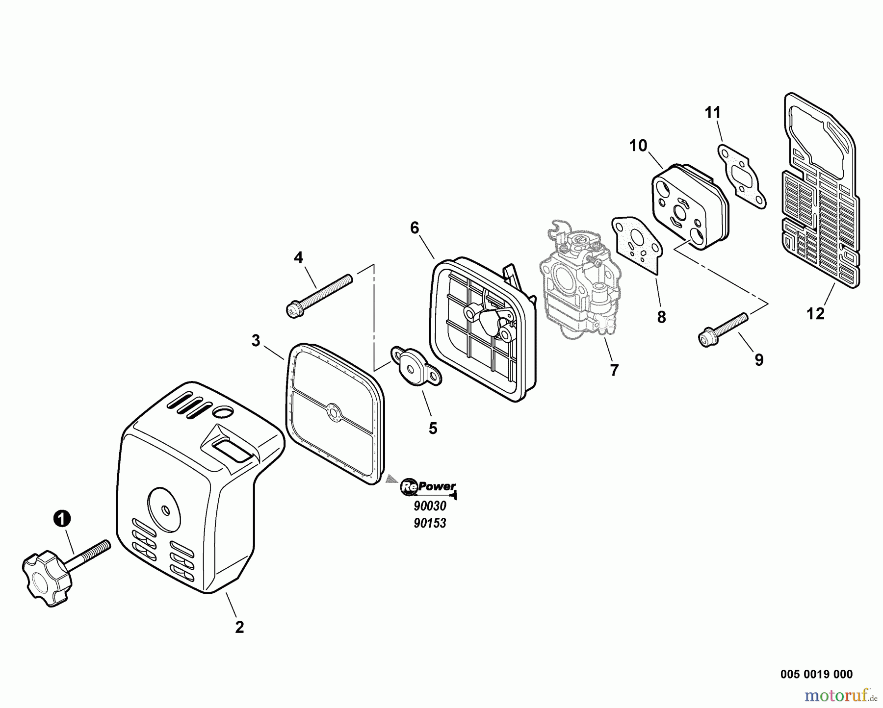 Echo Trimmer, Faden / Bürste SRM-261T - Echo String Trimmer, S/N:S81413001001 - S81413999999 Intake