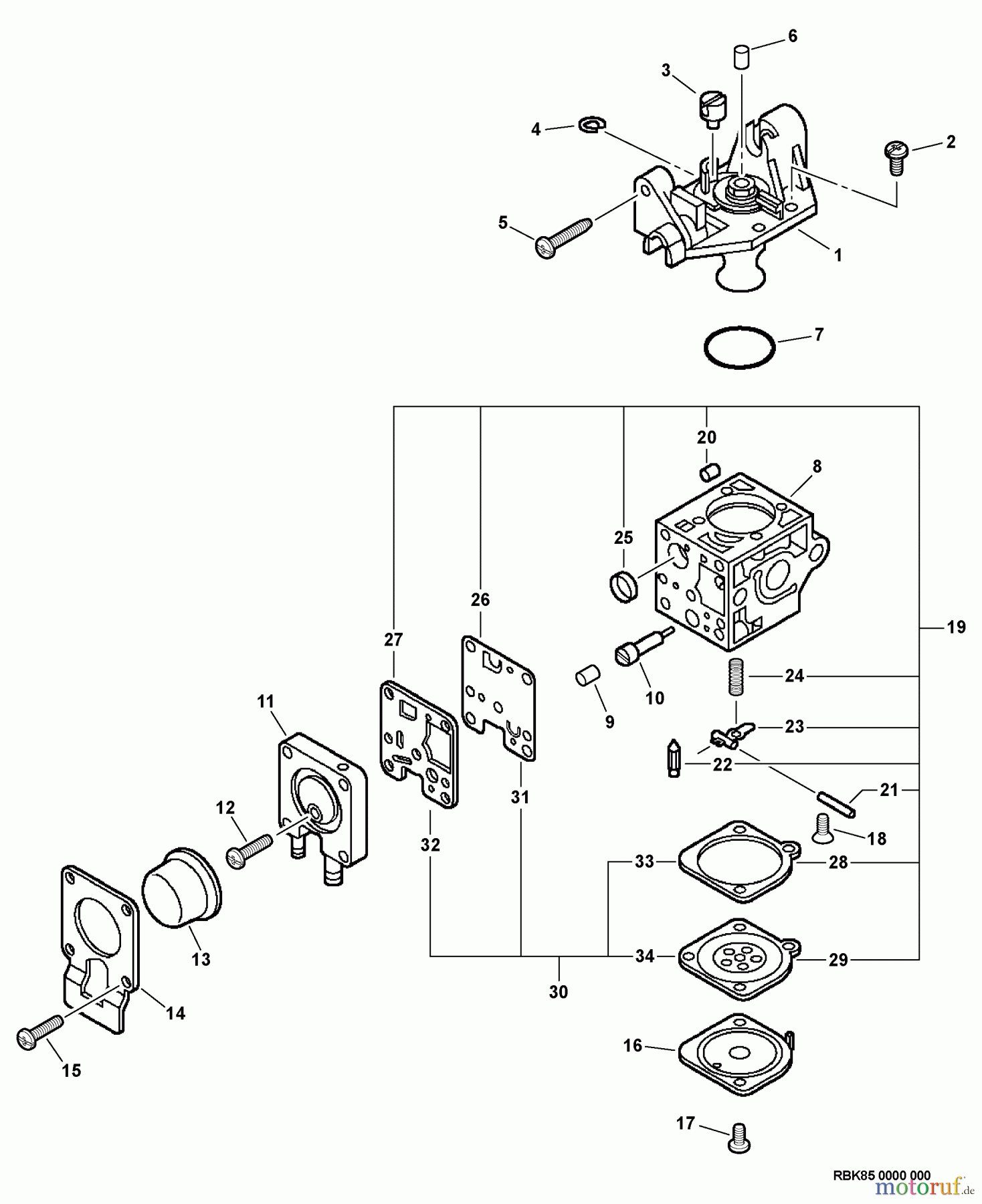 Echo Bläser / Sauger / Häcksler / Mulchgeräte PB-265LN - Echo Blower/Vacuums, S/N: P35411001001 - P35411999999 Carburetor -- RB-K85