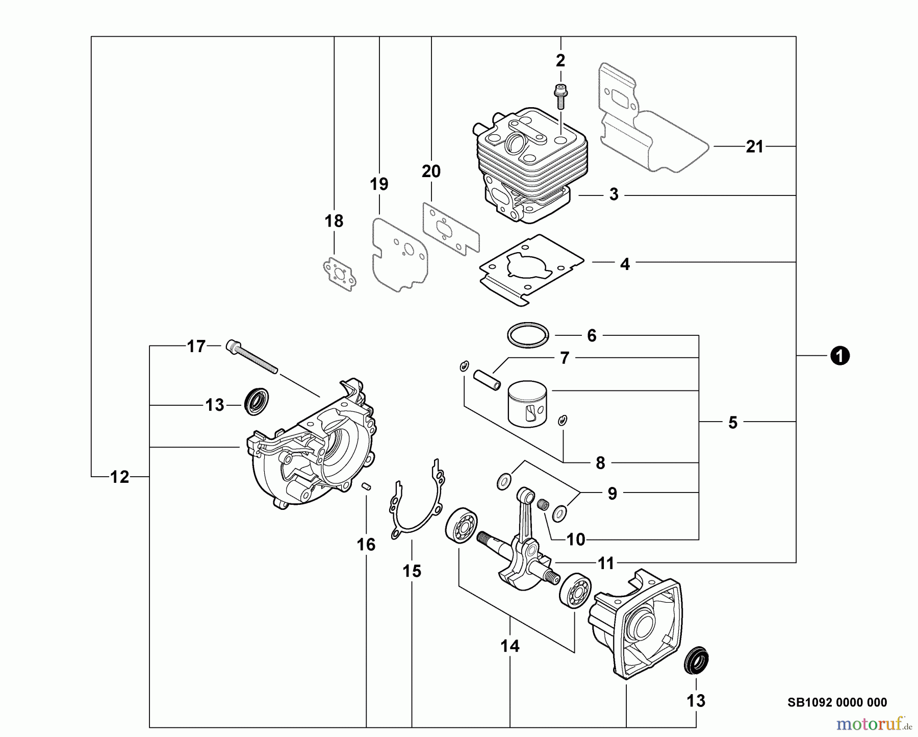 Echo Bläser / Sauger / Häcksler / Mulchgeräte PB-265L - Echo Back Pack Blower, S/N: P09312001001 - P09312999999 Engine, Short Block -- SB1092
