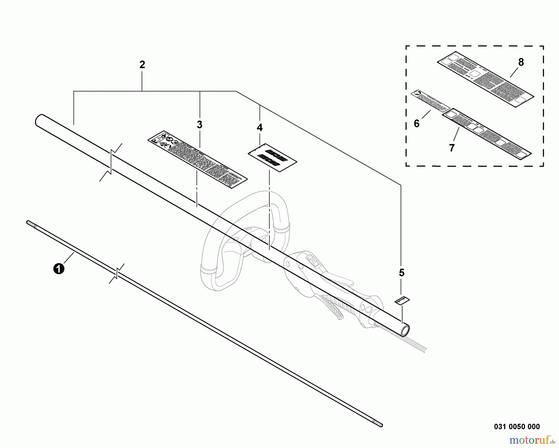 Echo Trimmer, Faden / Bürste SRM-265S - Echo String Trimmer, S/N:S73411001001 - S73411999999 Main Pipe Assembly, Solid Driveshaft