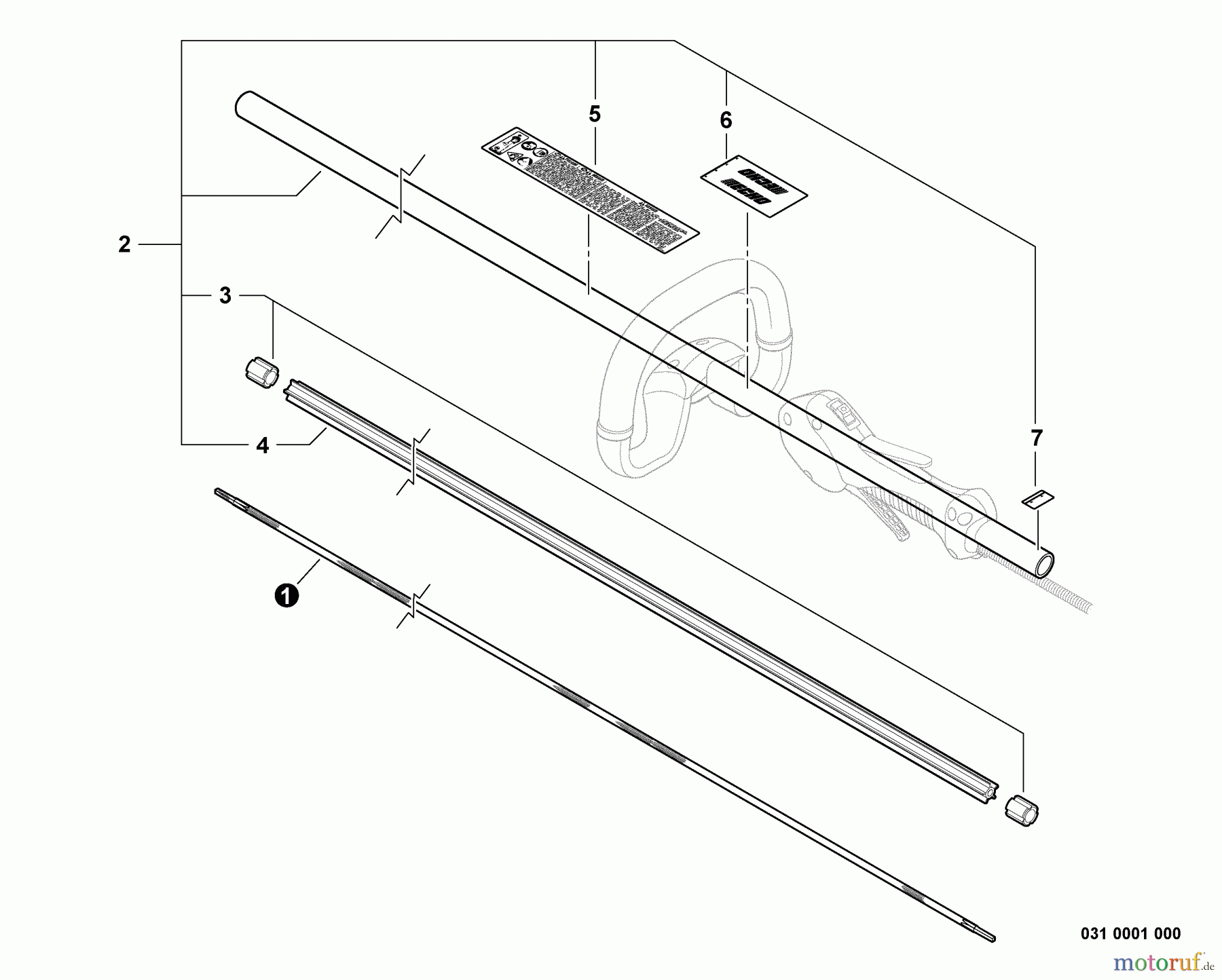 Echo Trimmer, Faden / Bürste SRM-265T - Echo String Trimmer, S/N:S66011001001 - S66011999999 Main Pipe Assembly, Driveshaft