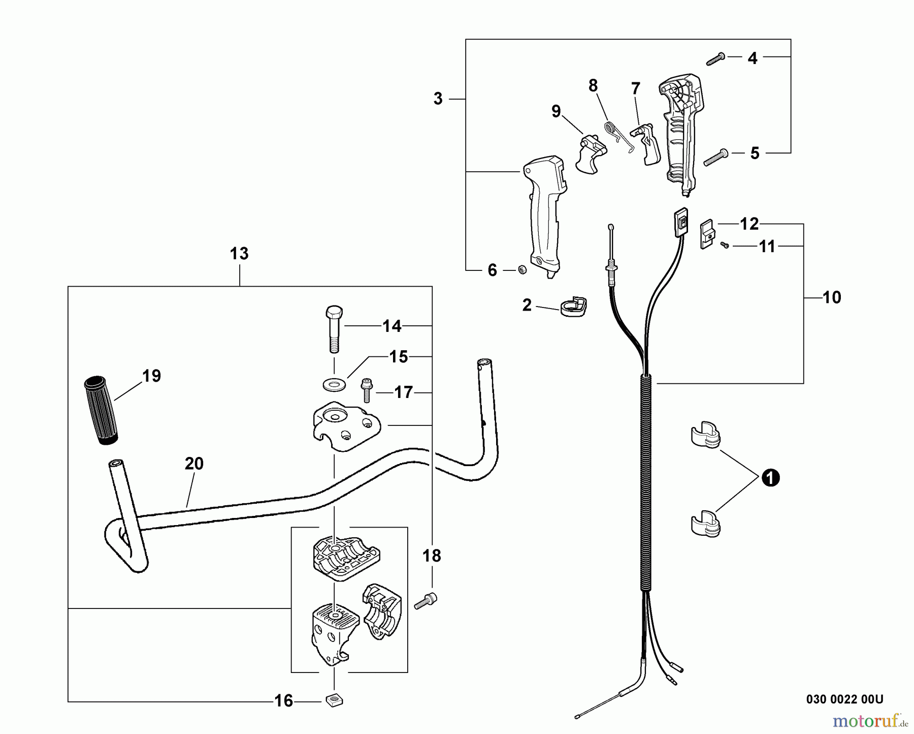 Echo Trimmer, Faden / Bürste SRM-265U - Echo String Trimmer/Brush Cutter, S/N:S82313001001 - S8231399999 Handles, Throttle Control
