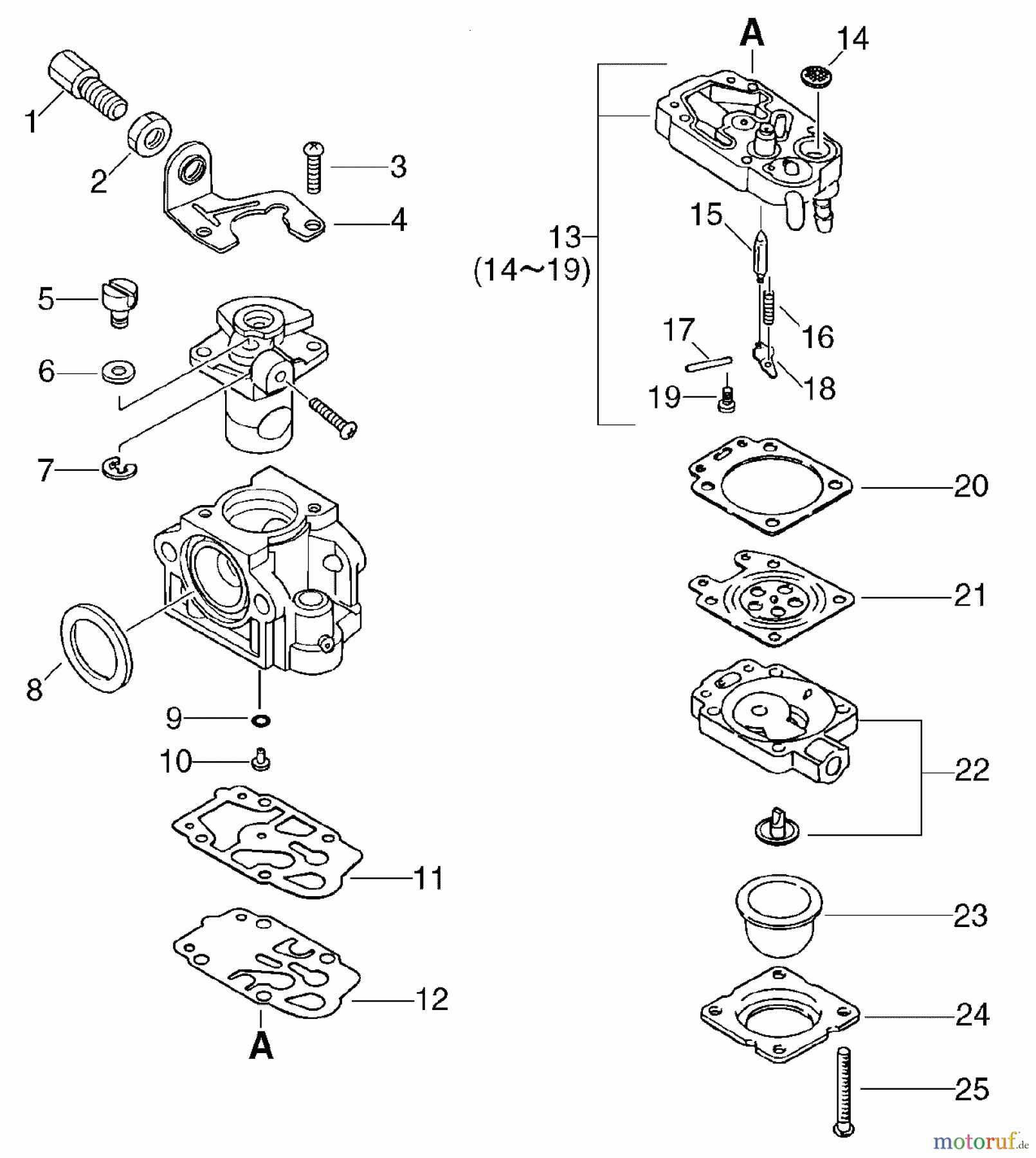 Echo Trimmer, Faden / Bürste SRM-270 - Echo String Trimmer/Brush Cutter, S/N: 36001001 - 36999999 Carburetor