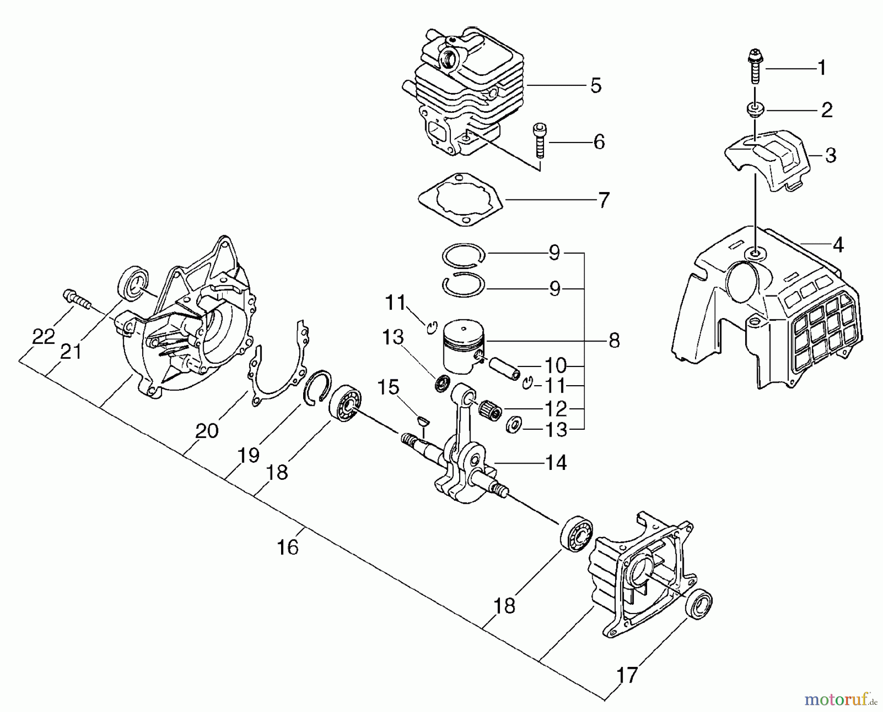Echo Trimmer, Faden / Bürste SRM-270 - Echo String Trimmer/Brush Cutter, S/N: 36001001 - 36999999 Cylinder, Crankcase, Piston