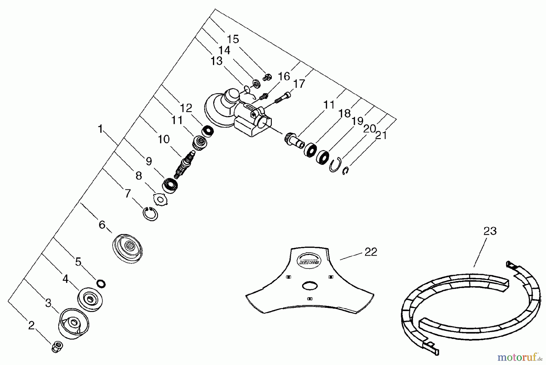Echo Trimmer, Faden / Bürste SRM-270 - Echo String Trimmer/Brush Cutter, S/N: 36001001 - 36999999 Gear Case, Blade