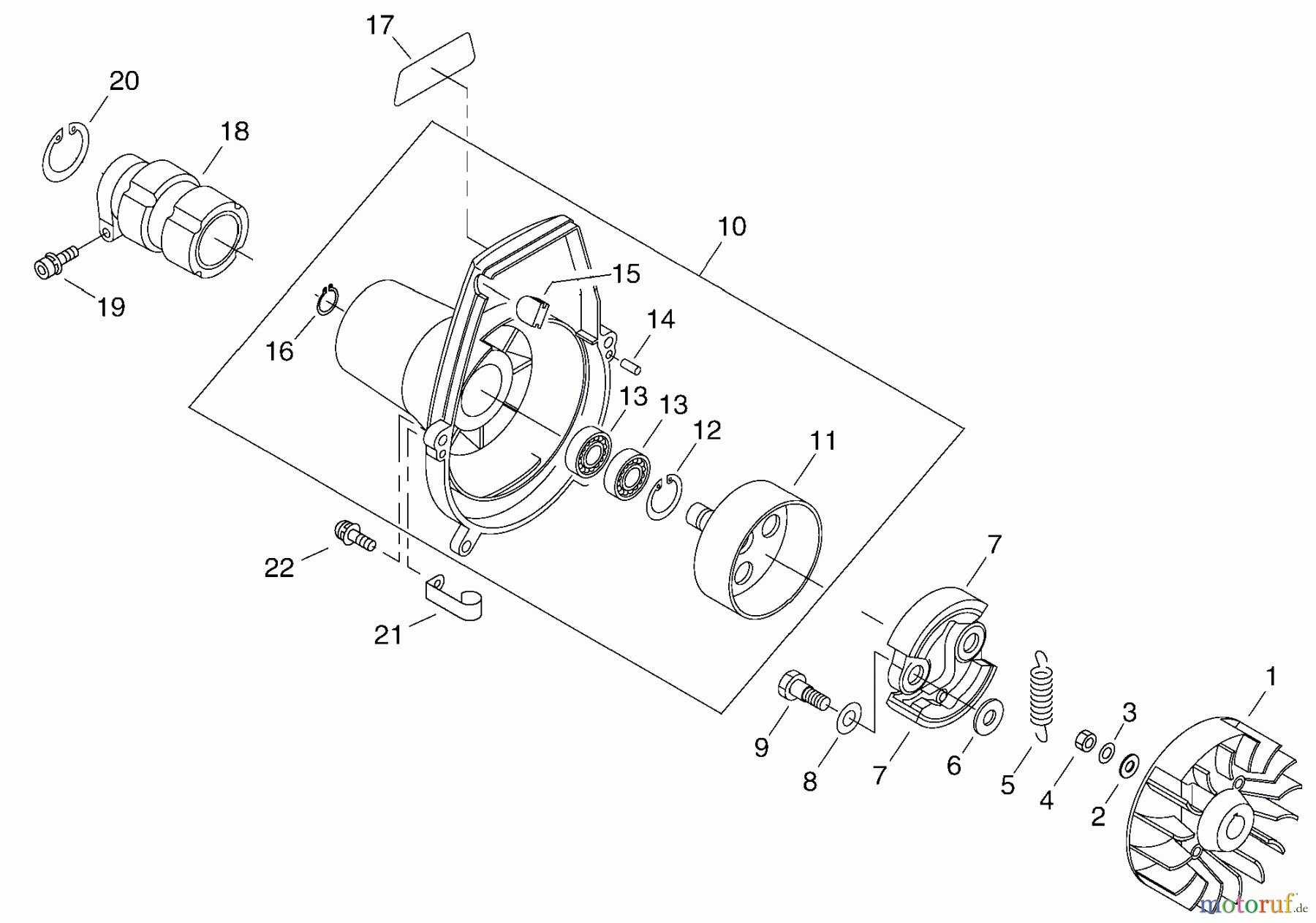 Echo Trimmer, Faden / Bürste SRM-270U - Echo String Trimmer/Brush Cutter, S/N: S52520001001 - S52520999999 Fan Cover, Clutch, Flywheel