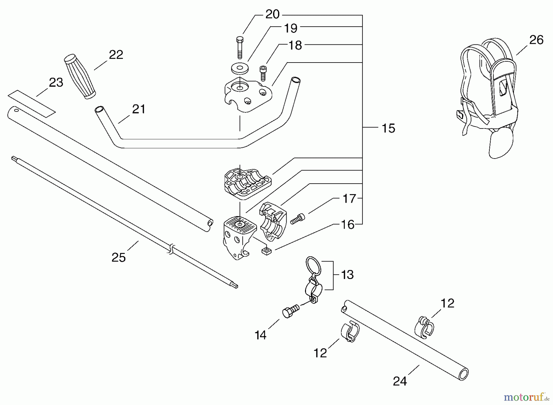 Echo Trimmer, Faden / Bürste SRM-270U - Echo String Trimmer/Brush Cutter, S/N: S52520001001 - S52520999999 Main, Pipe, U-Handle, Harness