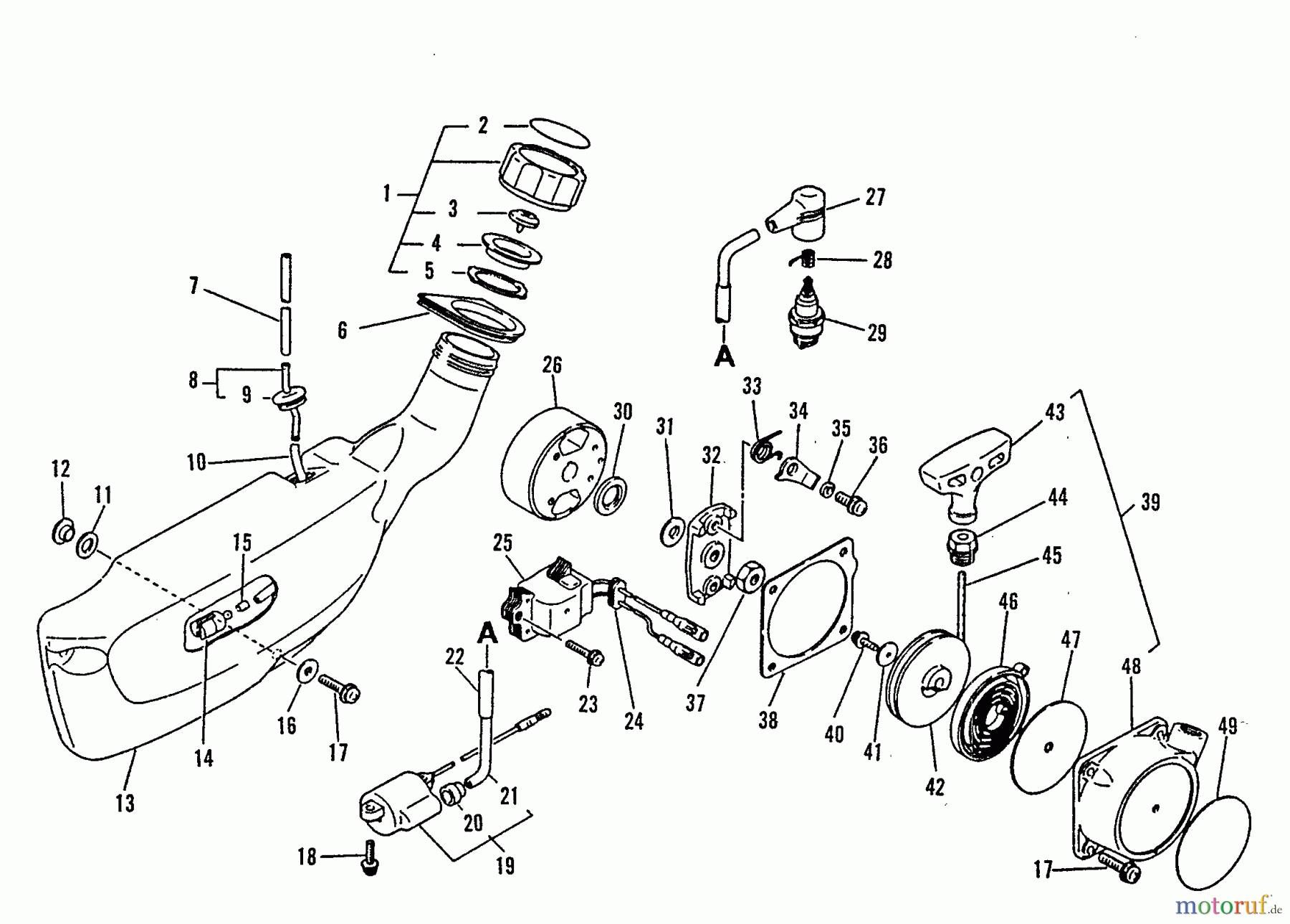 Echo Bläser / Sauger / Häcksler / Mulchgeräte PB-300E - Echo Back Pack Blower, S/N 0000000 - 0049616 Fuel System, Ignition, Starter