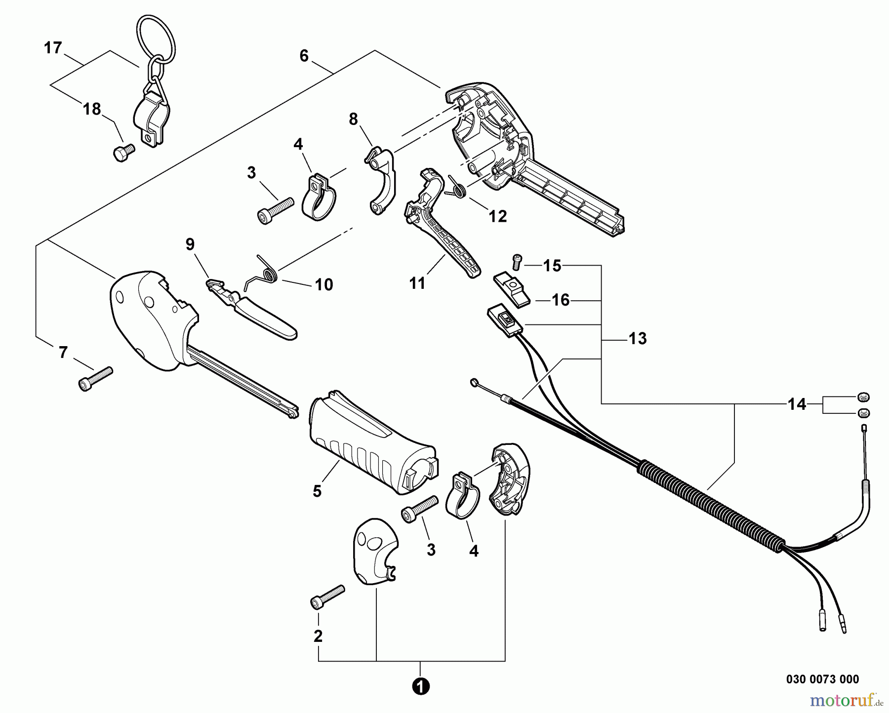 Echo Trimmer, Faden / Bürste SRM-280 - Echo String Trimmer, S/N:S66511001001 - S66511999999 Control Handle, Control Cable Assembly S/N: S66511001001 - S66511011663