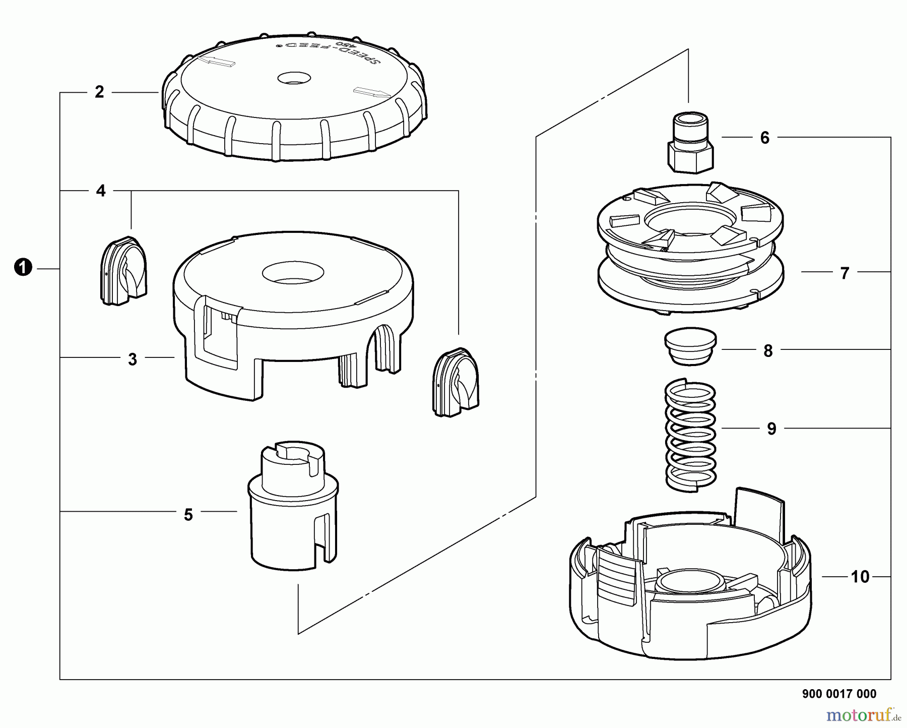Echo Trimmer, Faden / Bürste SRM-280T - Echo String Trimmer, S/N:S74212001001 - S74212999999 SPEED-FEED 450 Trimmer Head