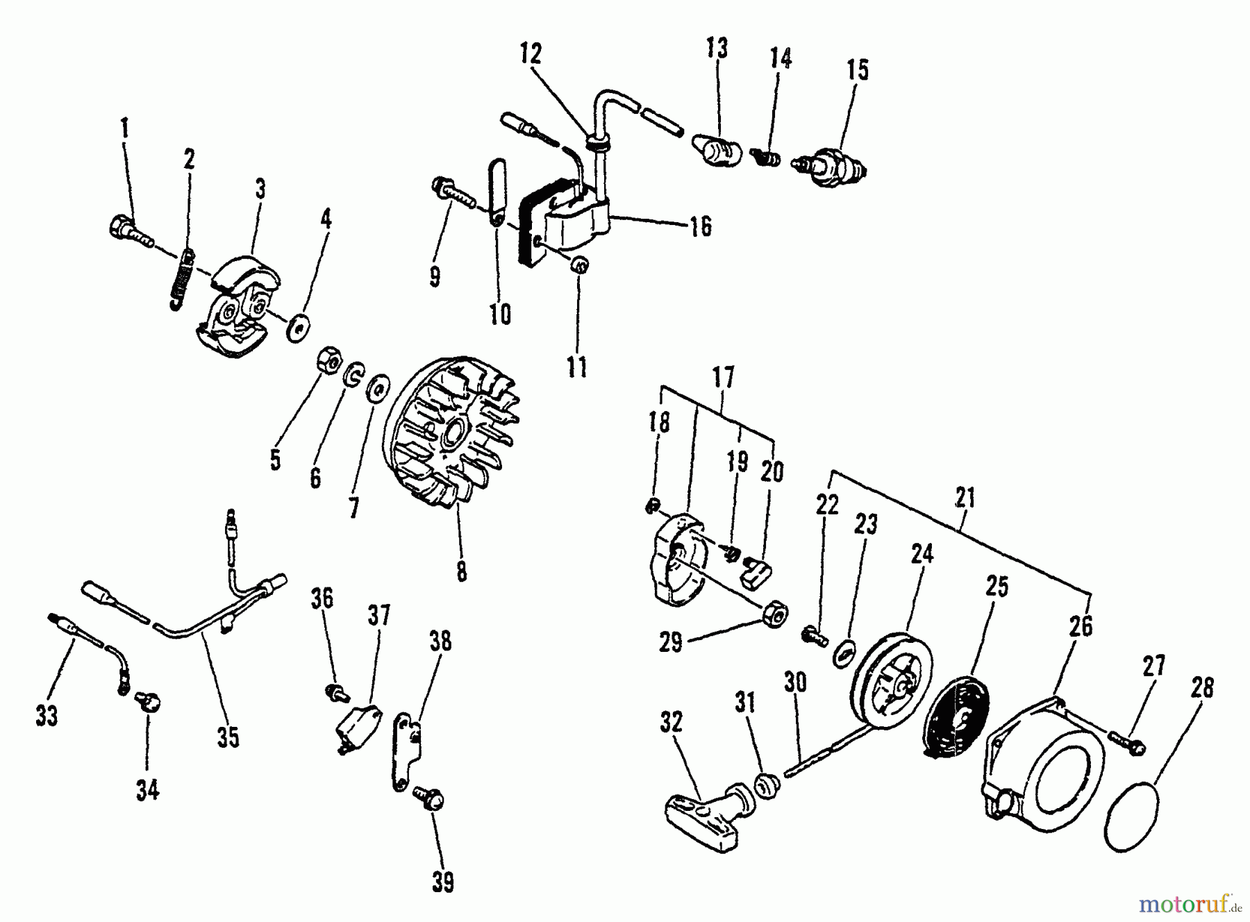 Echo Trimmer, Faden / Bürste SRM-3000 - Echo String Trimmer, S/N:037501 - 043225 Clutch, Ignition, Starter