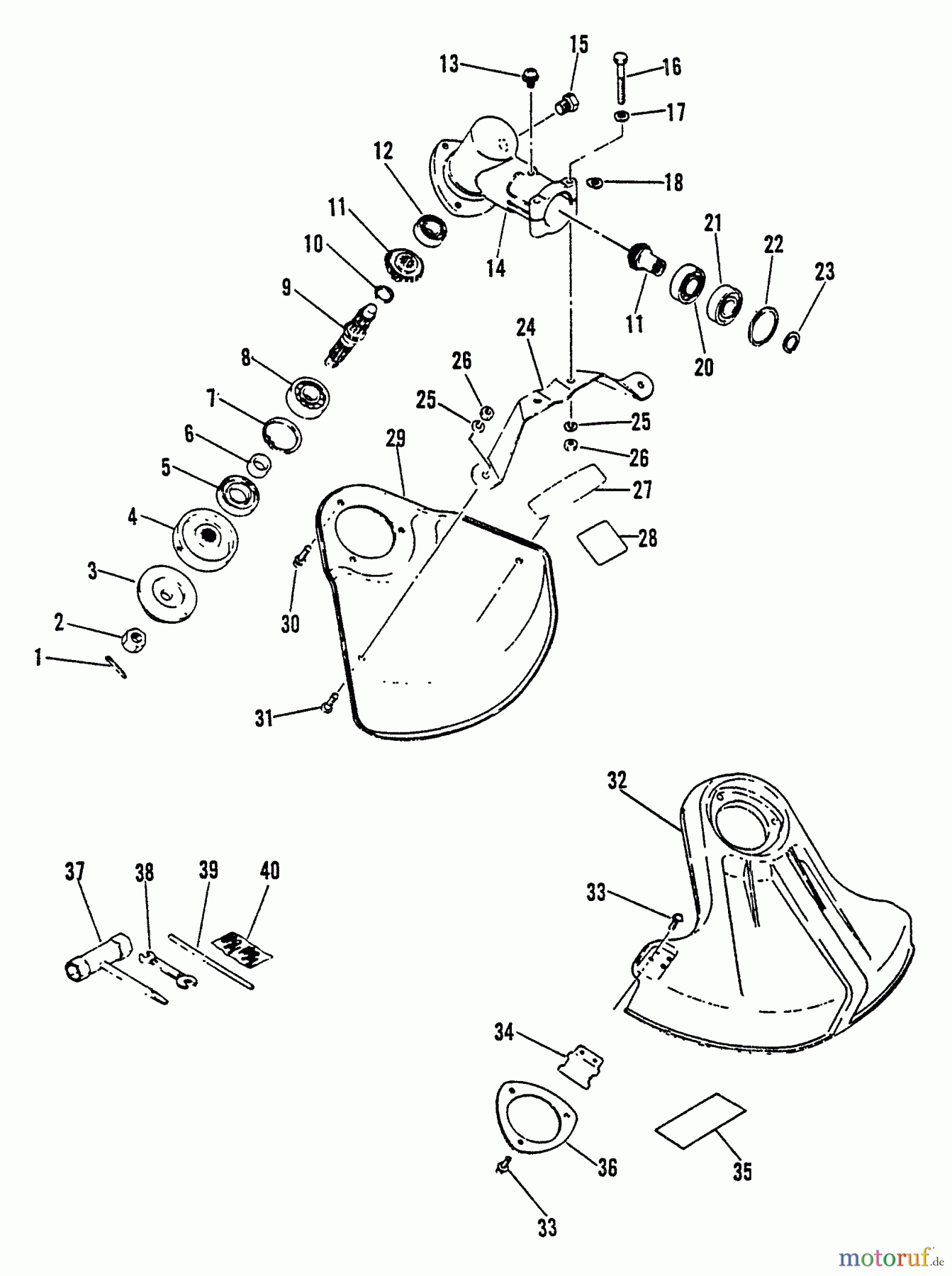 Echo Trimmer, Faden / Bürste SRM-3000 - Echo String Trimmer, S/N:037501 - 043225 Shield, Gear Case, Tools
