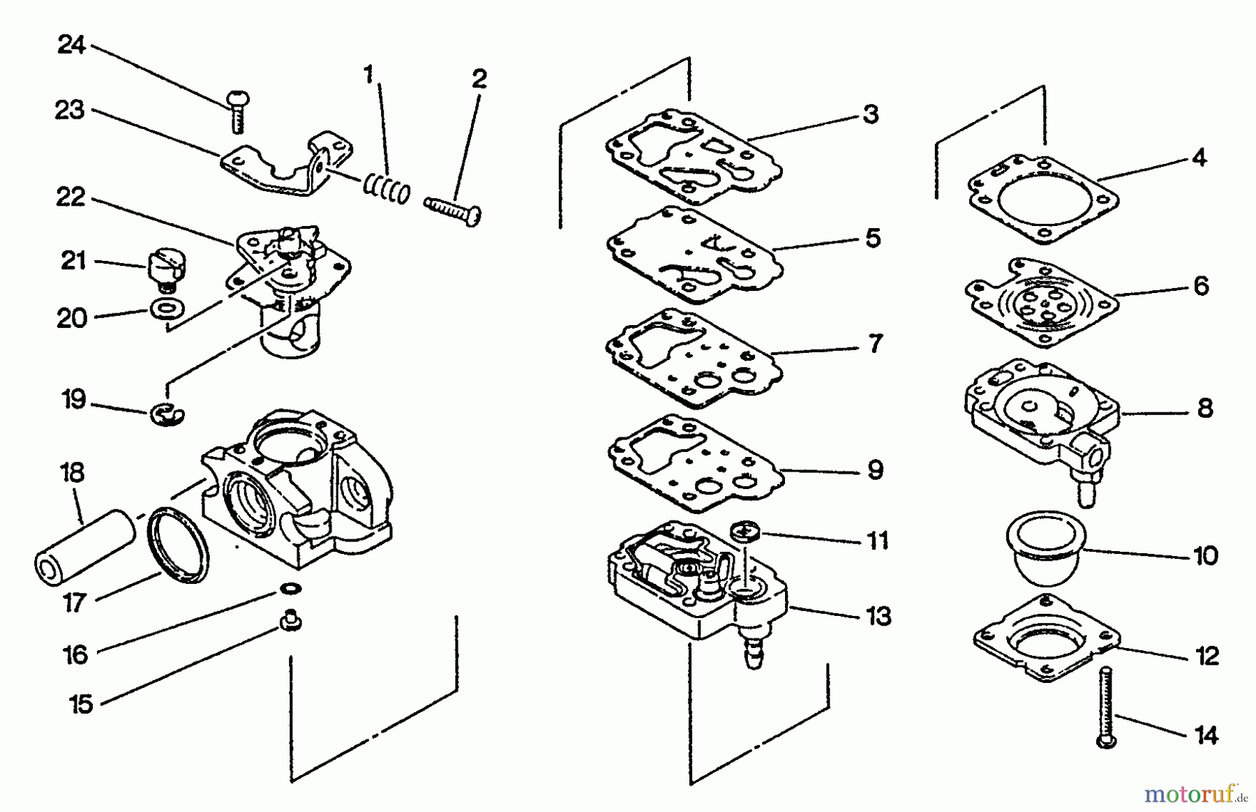  Echo Trimmer, Faden / Bürste SRM-2502 - Echo String Trimmer, S/N:0010201 - 0025000 Carburetor -- WY-21